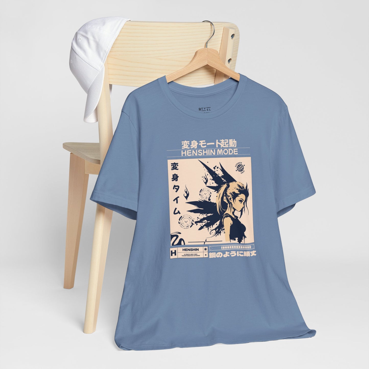 anime-henshin-mens-tee-steel-blue-closeup