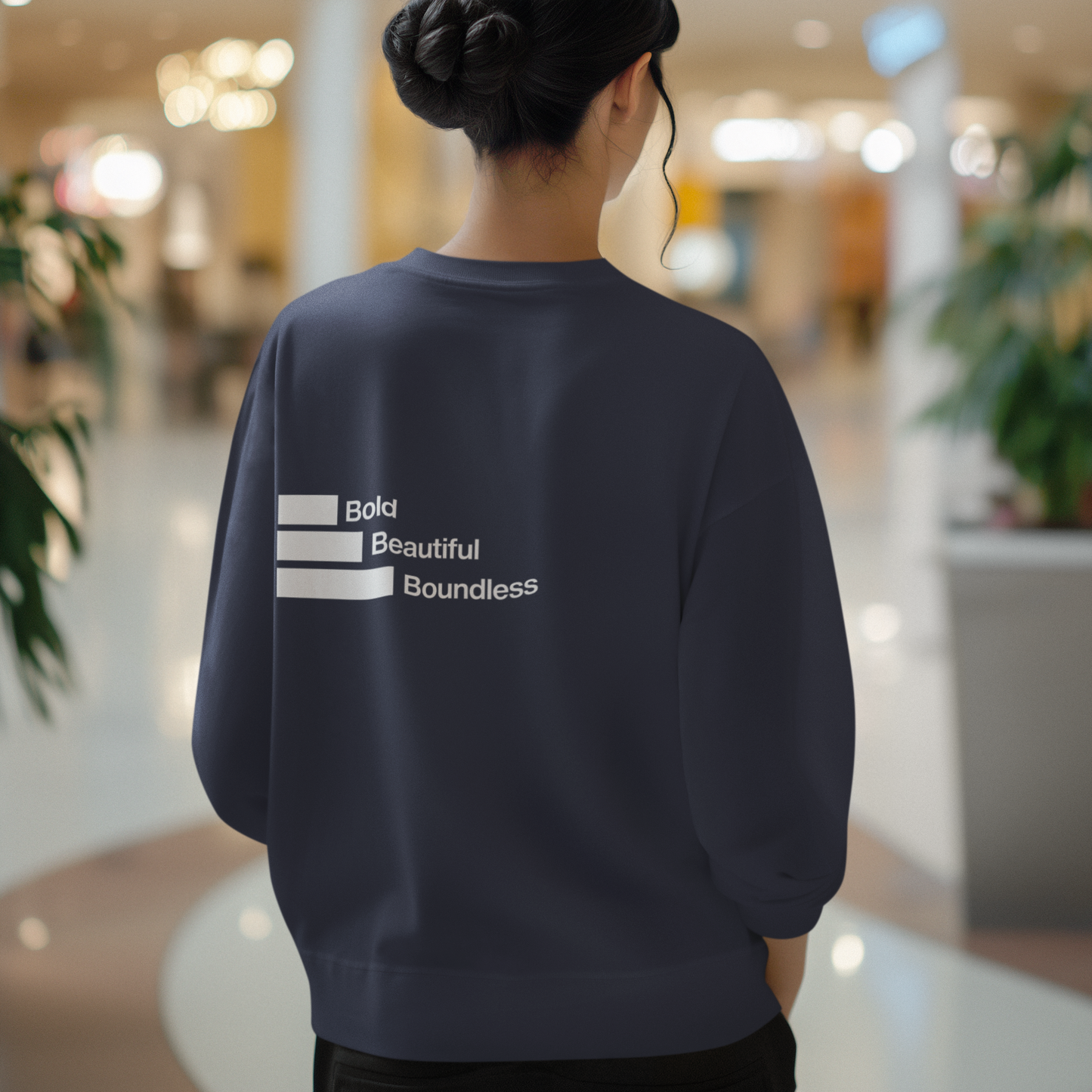 back-of-womans-boundless-navy-color-sweatshirt