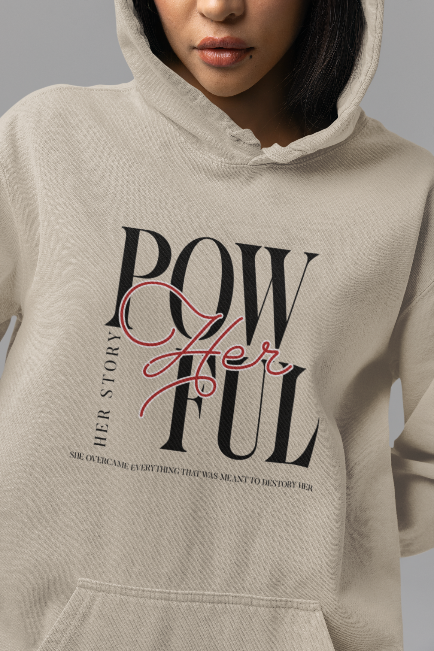 back-of-woman-hoodie-pow-herful-her-story-sand
