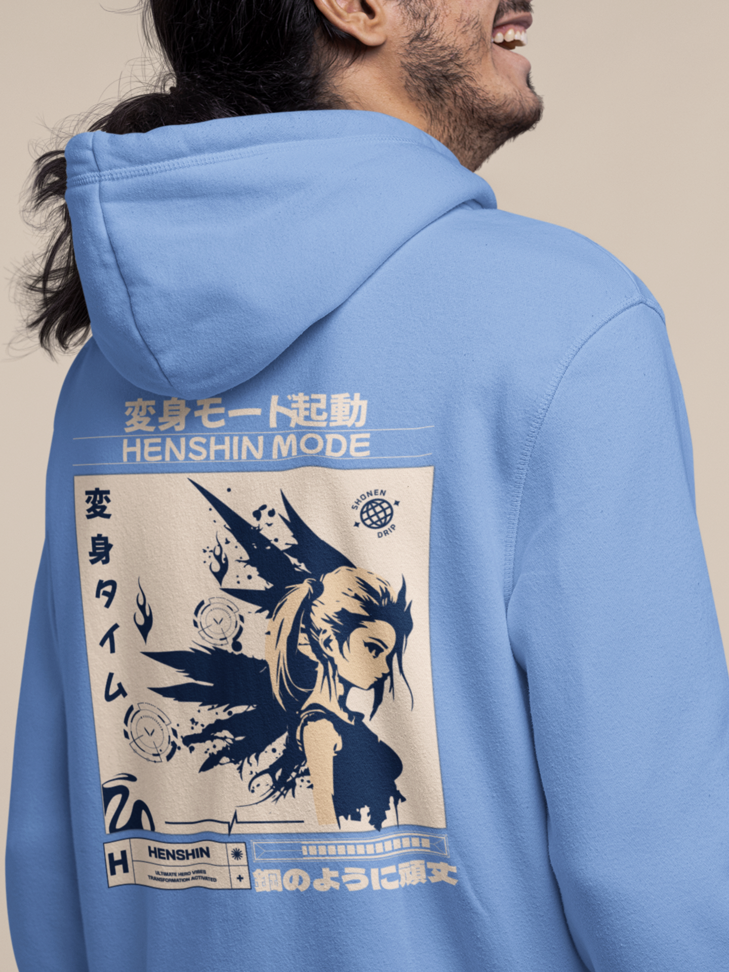 back-view-mockup-featuring-a-man-in-a-hoodie-with-anime-henshin-designs-carolina-blue