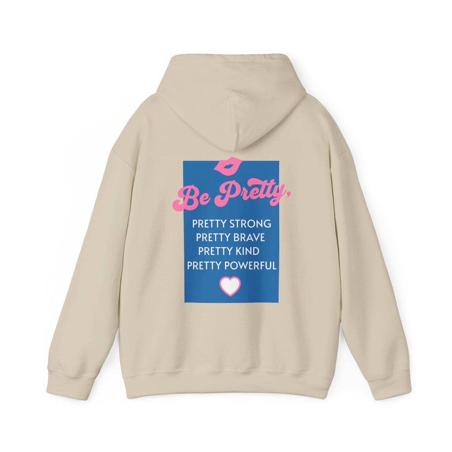 be-pretty-woman-hoodie-back-closeup-sand