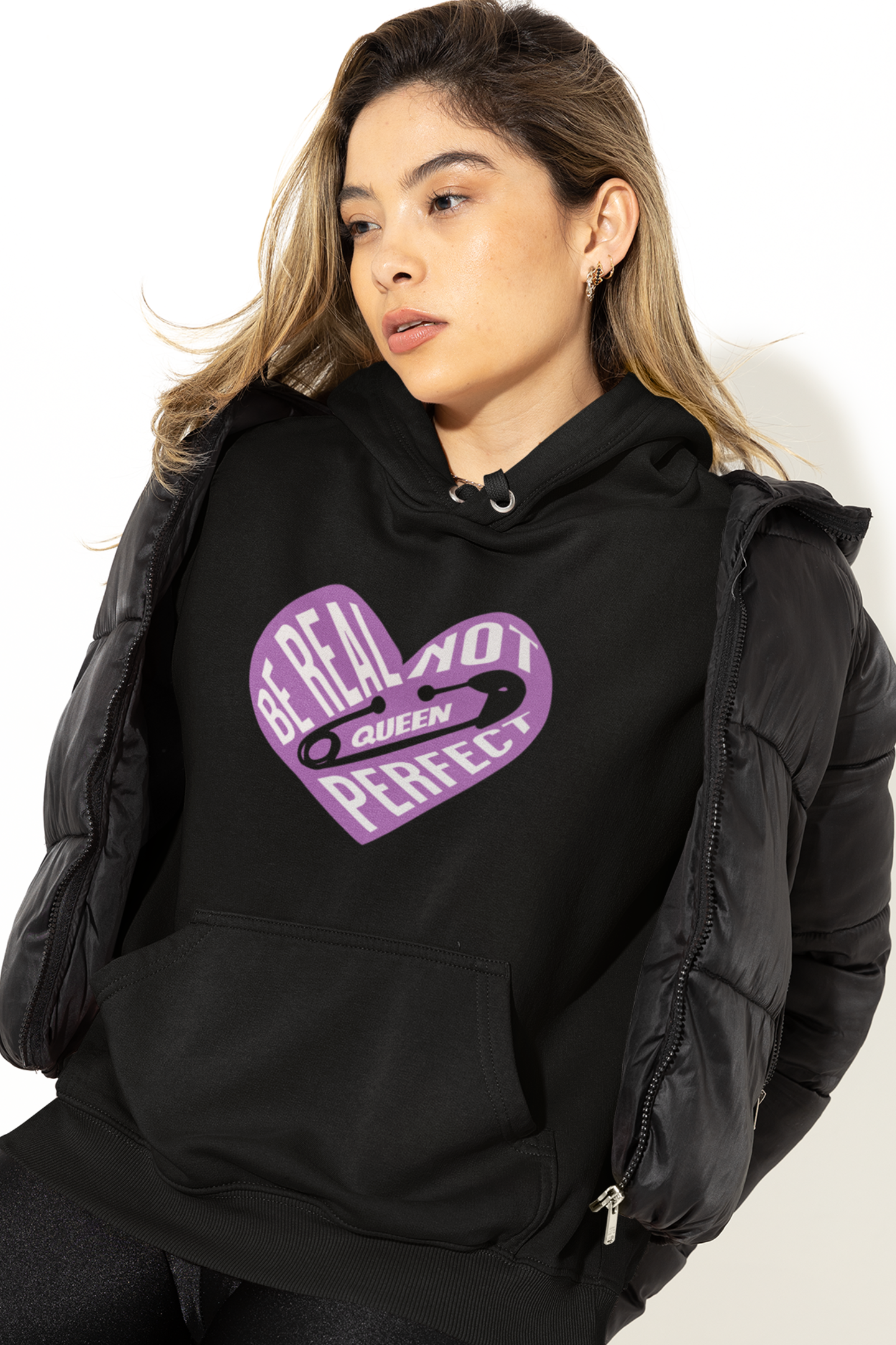 be-real-not-perfect-queen-hoodie-black