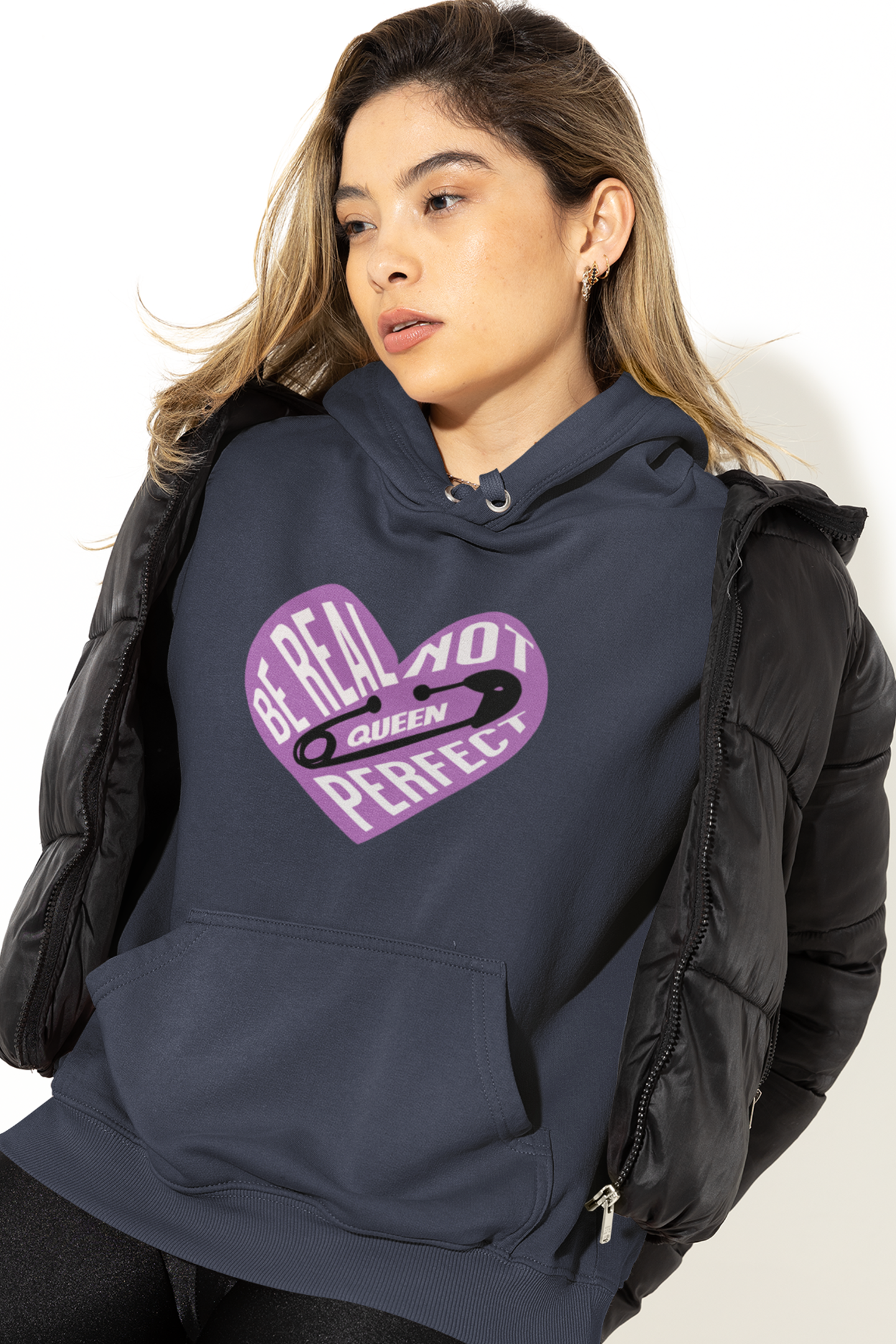 be-real-not-perfect-queen-hoodie-navy