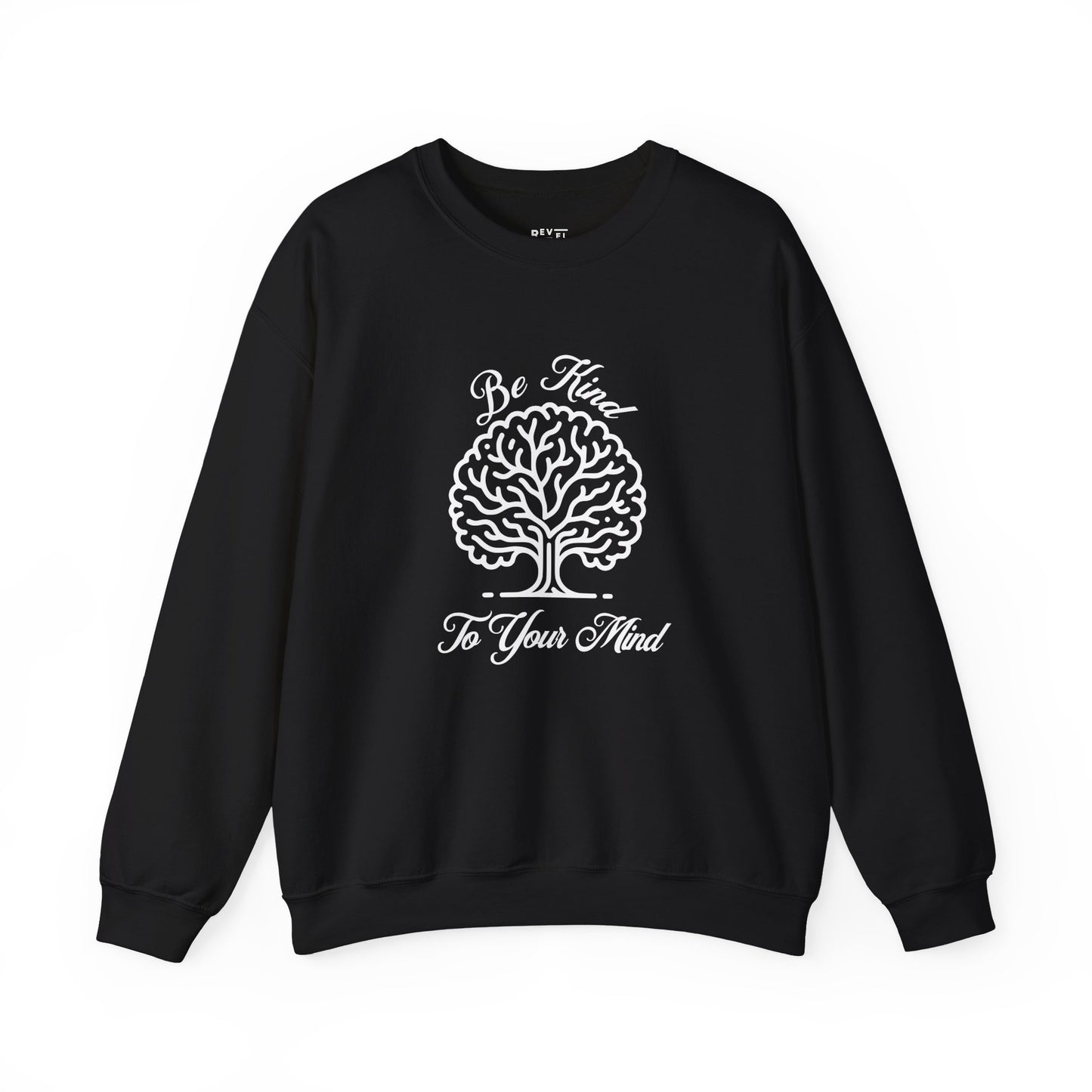 crewneck-sweatshirt-be-kind-to-your-mind-shirt-closeup-black