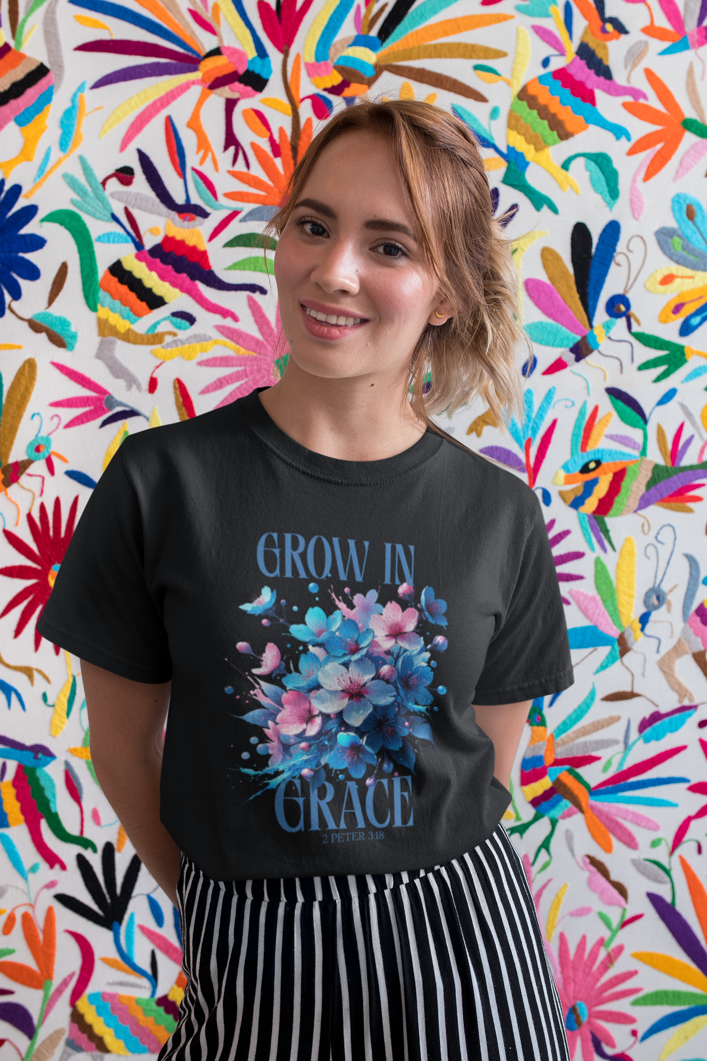 Grow in Grace Floral Christian T Shirt