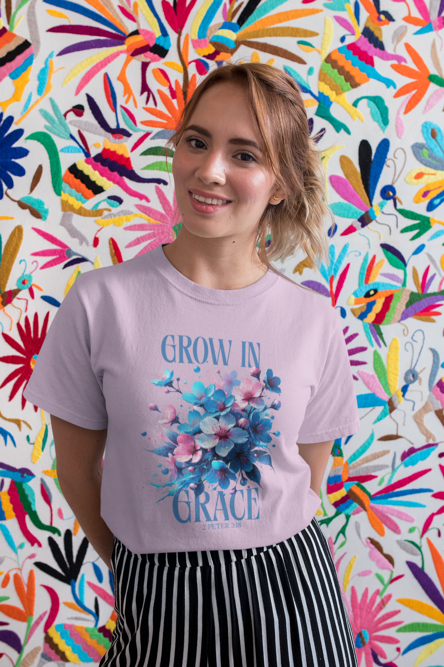 Grow in Grace Floral Christian T Shirt