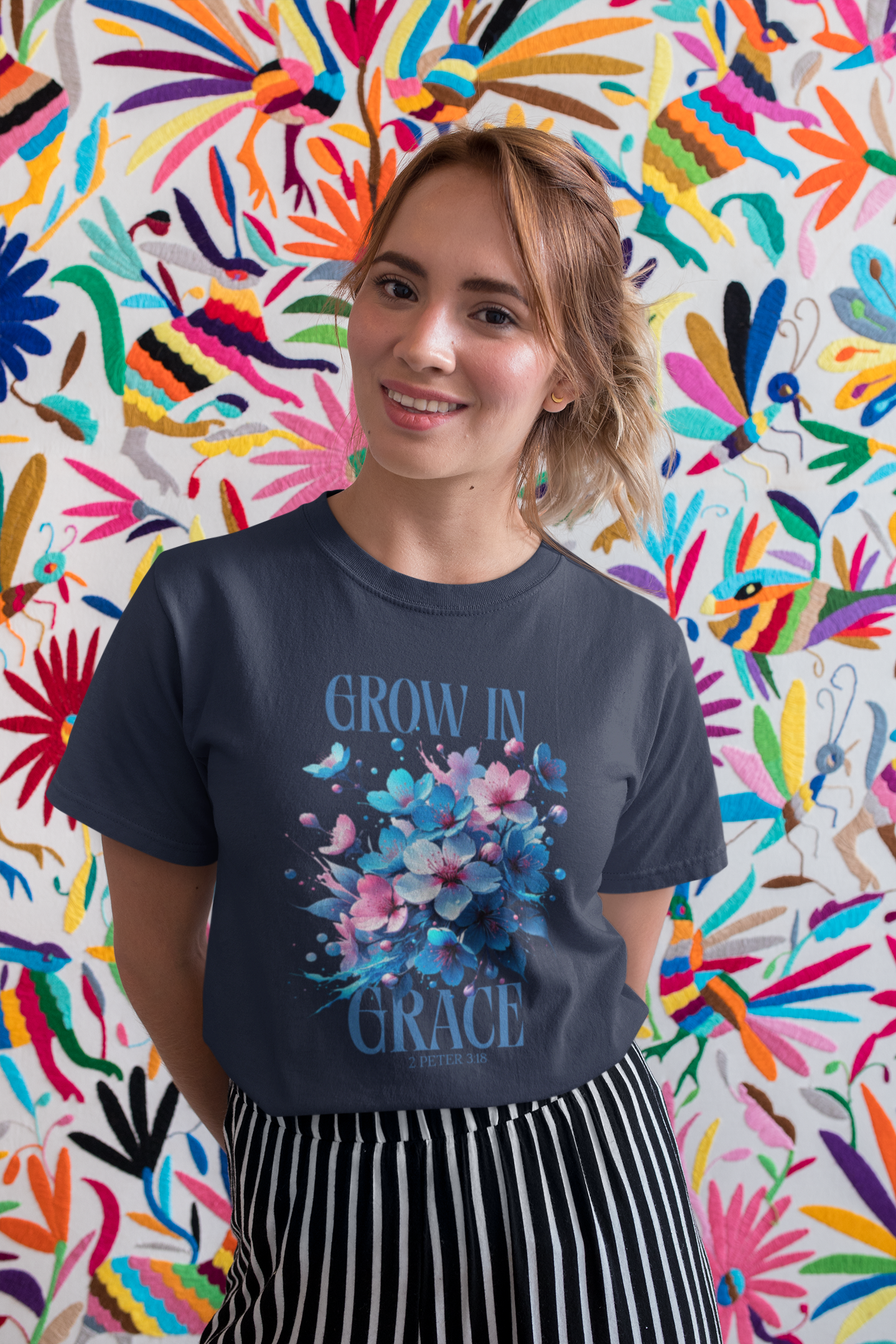 Grow in Grace Floral Christian T Shirt