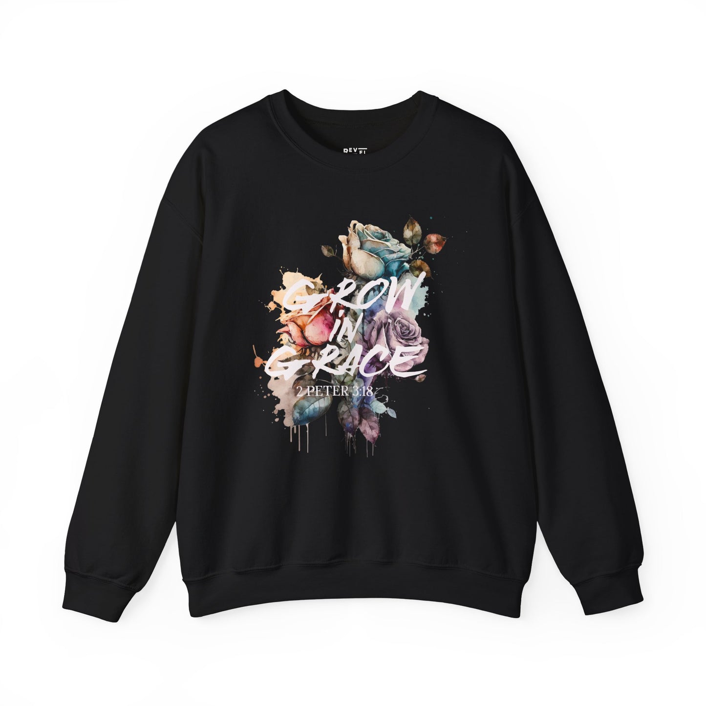 grow-in-grace-watercolors-woman-sweatshirt-closeup-black