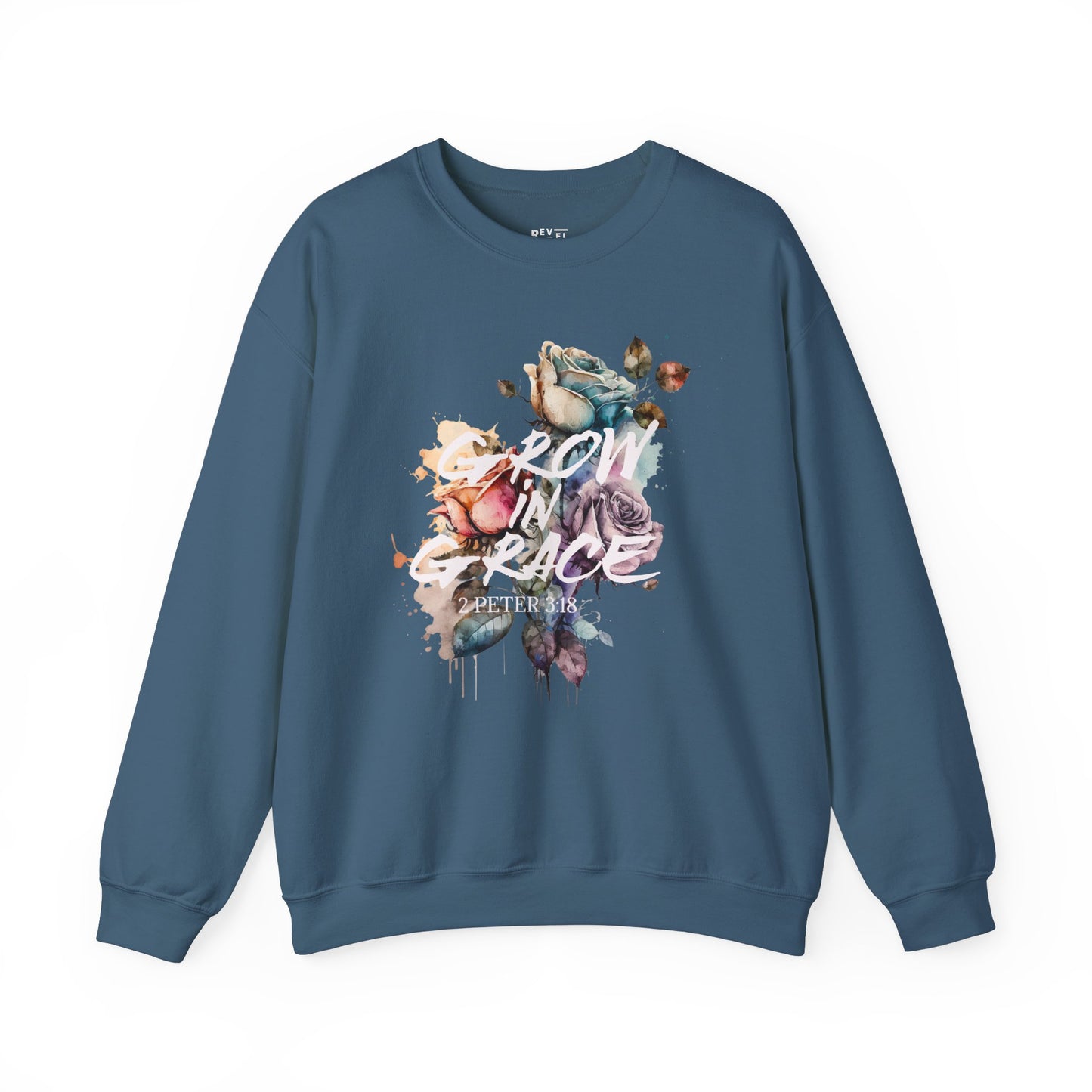 grow-in-grace-watercolors-woman-sweatshirt-closeup-indigo