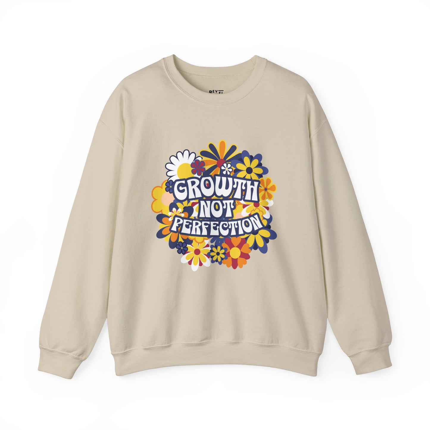 growth-not-perfection-woman-sweatshirt-closeup-sand