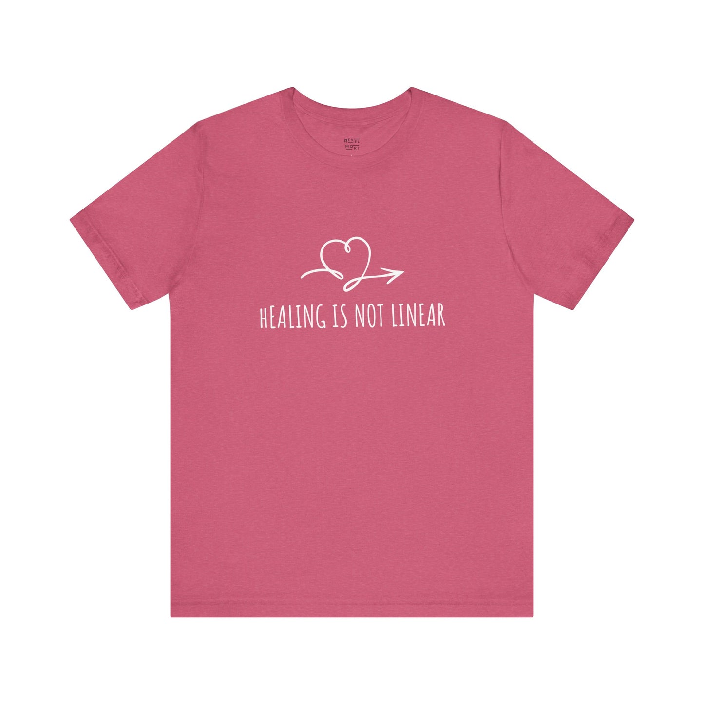 healing-in-not-linear-woman-tee-closeup-raspberry