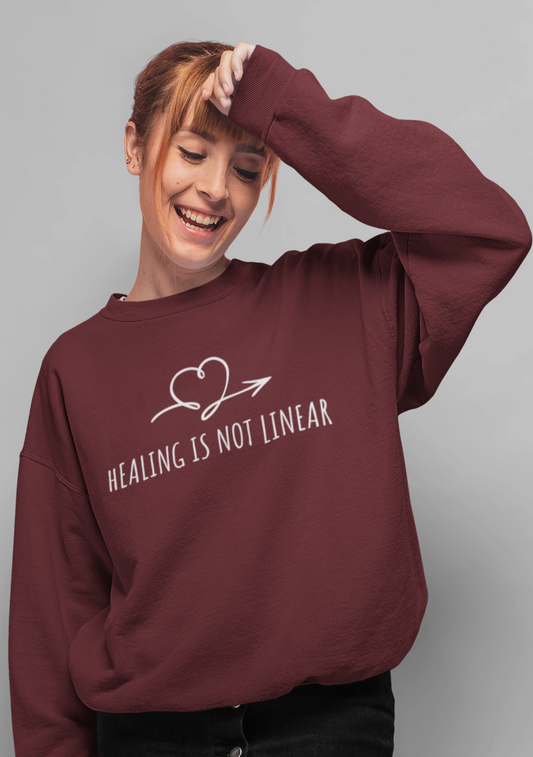 healing-is-not-linear-womens-sweatshirt-maroon