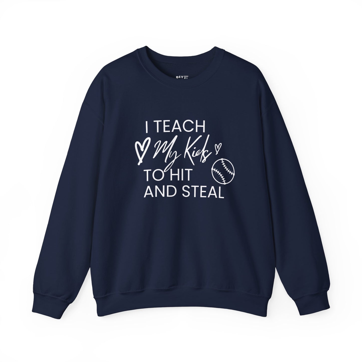 i-teach-my-kids-to-hit-and-steal-baseball-mom-sweatshirt-closeup-navy
