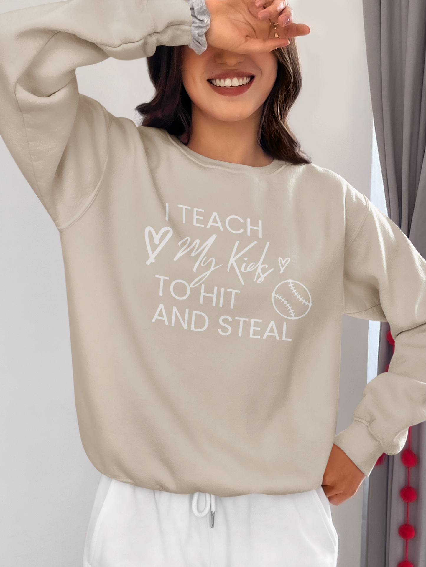 i-teach-my-kids-to-hit-and-steal-baseball-mom-sweatshirt-sand