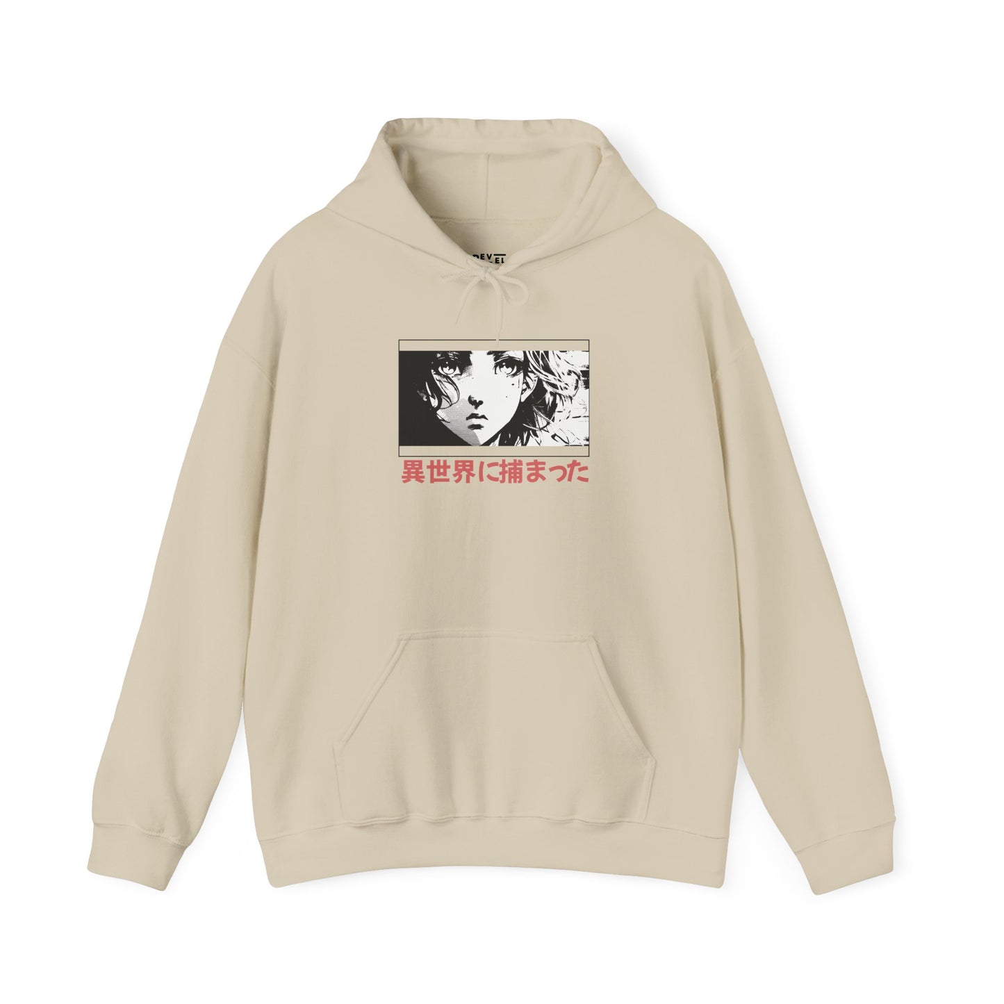 japanese-anime-isekai-graphic-hoodie-front-closeup-sand