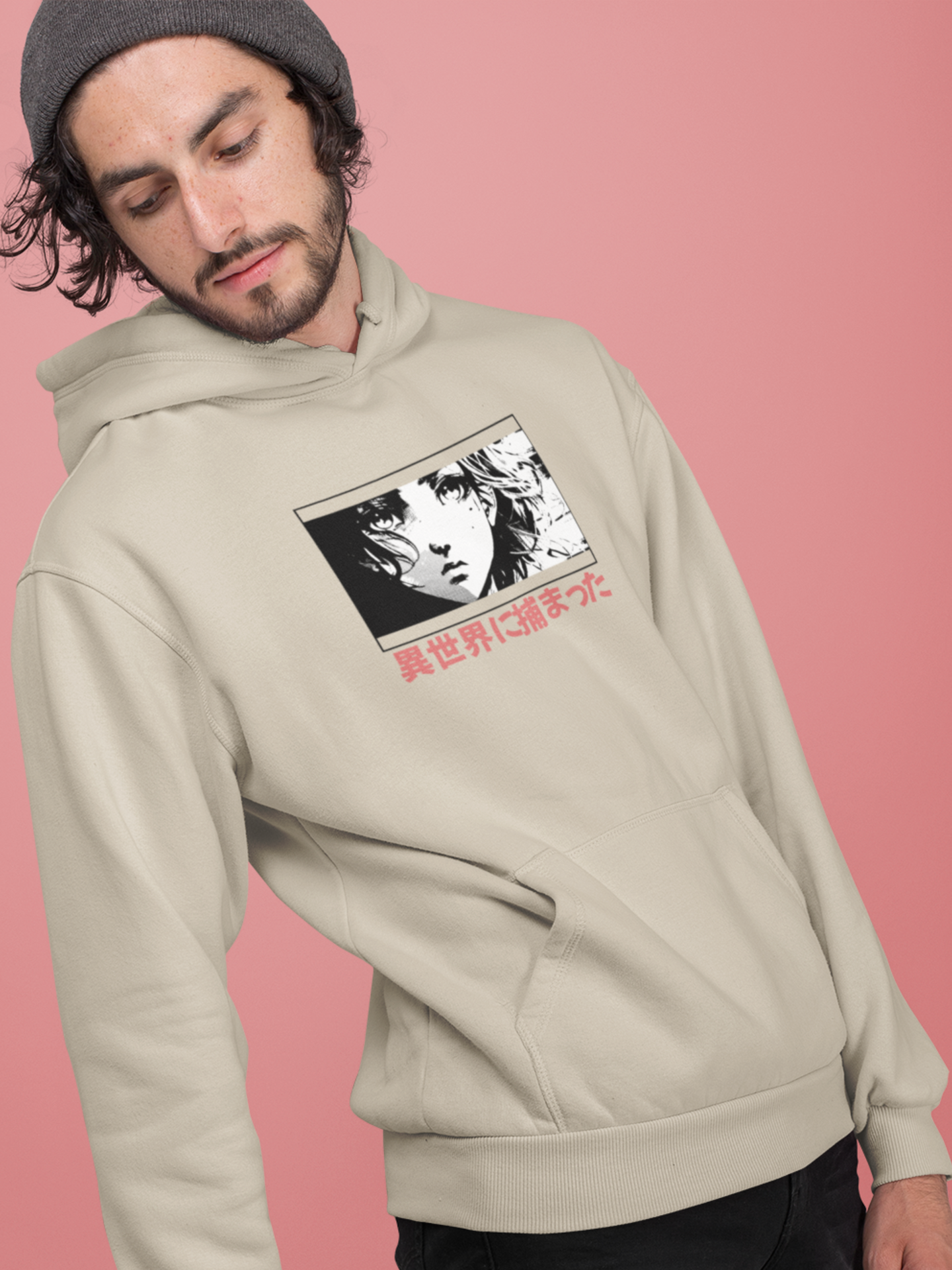 japanese-anime-isekai-graphic-hoodie-front-sand