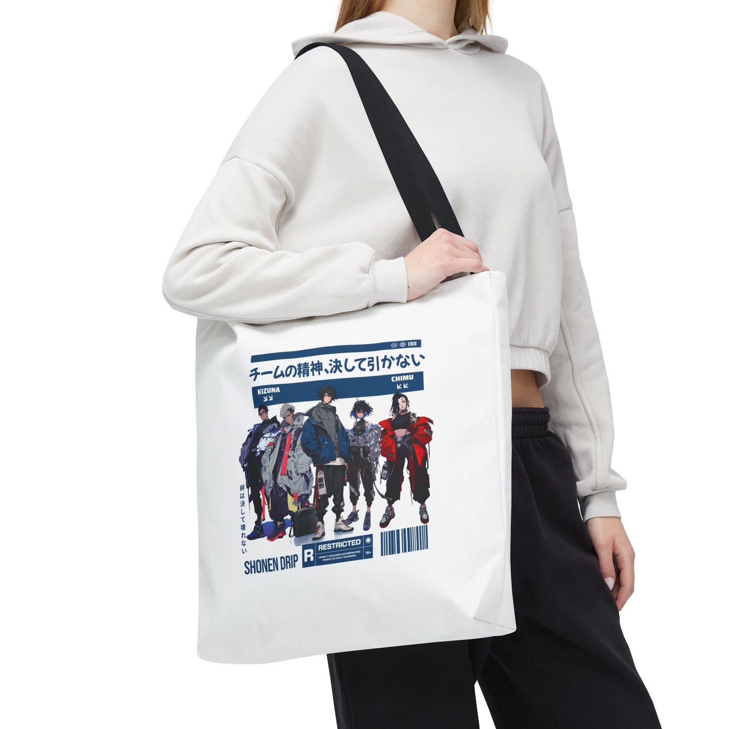 japanese-anime-kizuna-tote-bag-large-black-handle-closeup