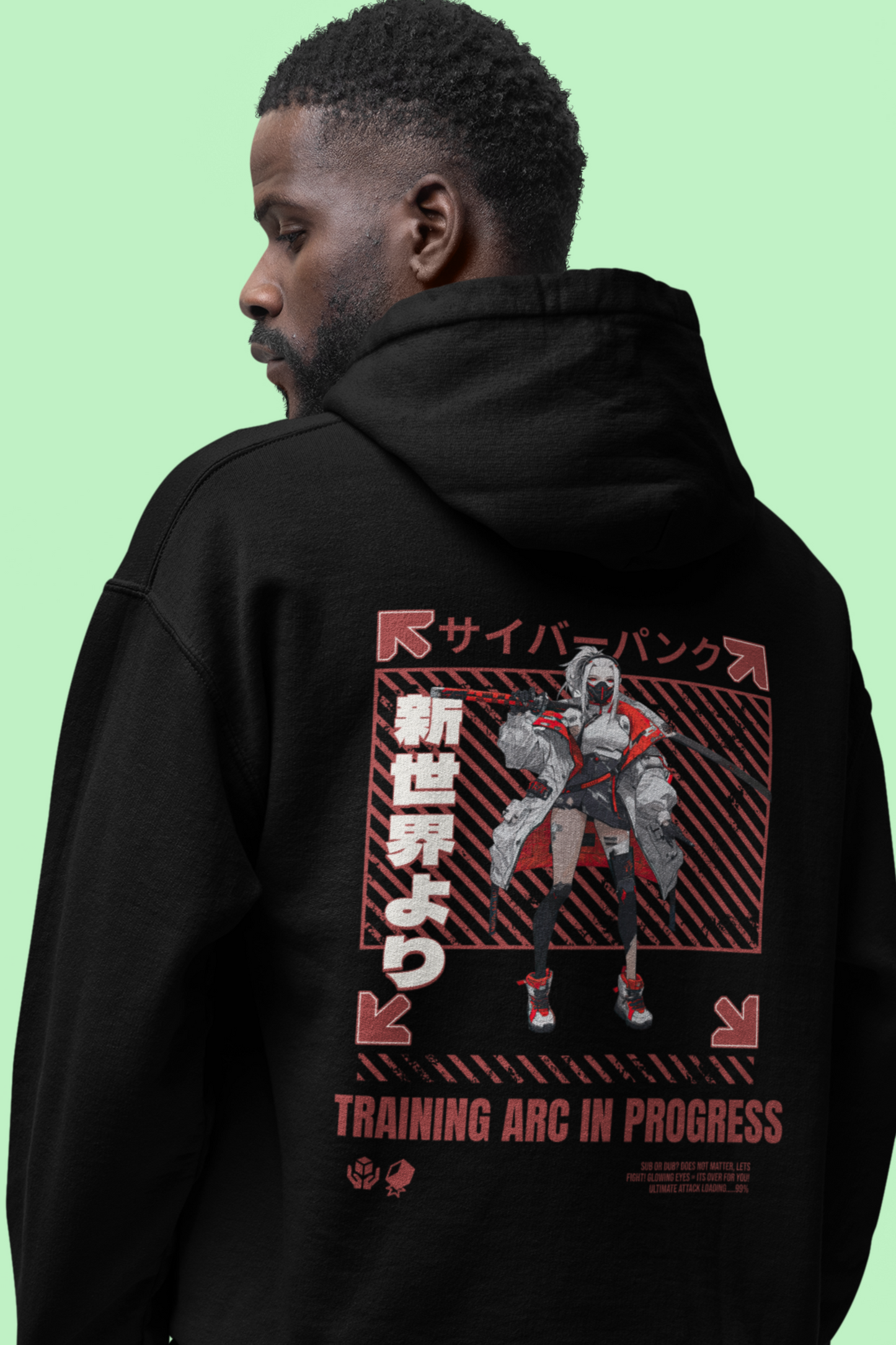 japanese-anime-mens-graphic-hoodie-training-arc-back-view-black
