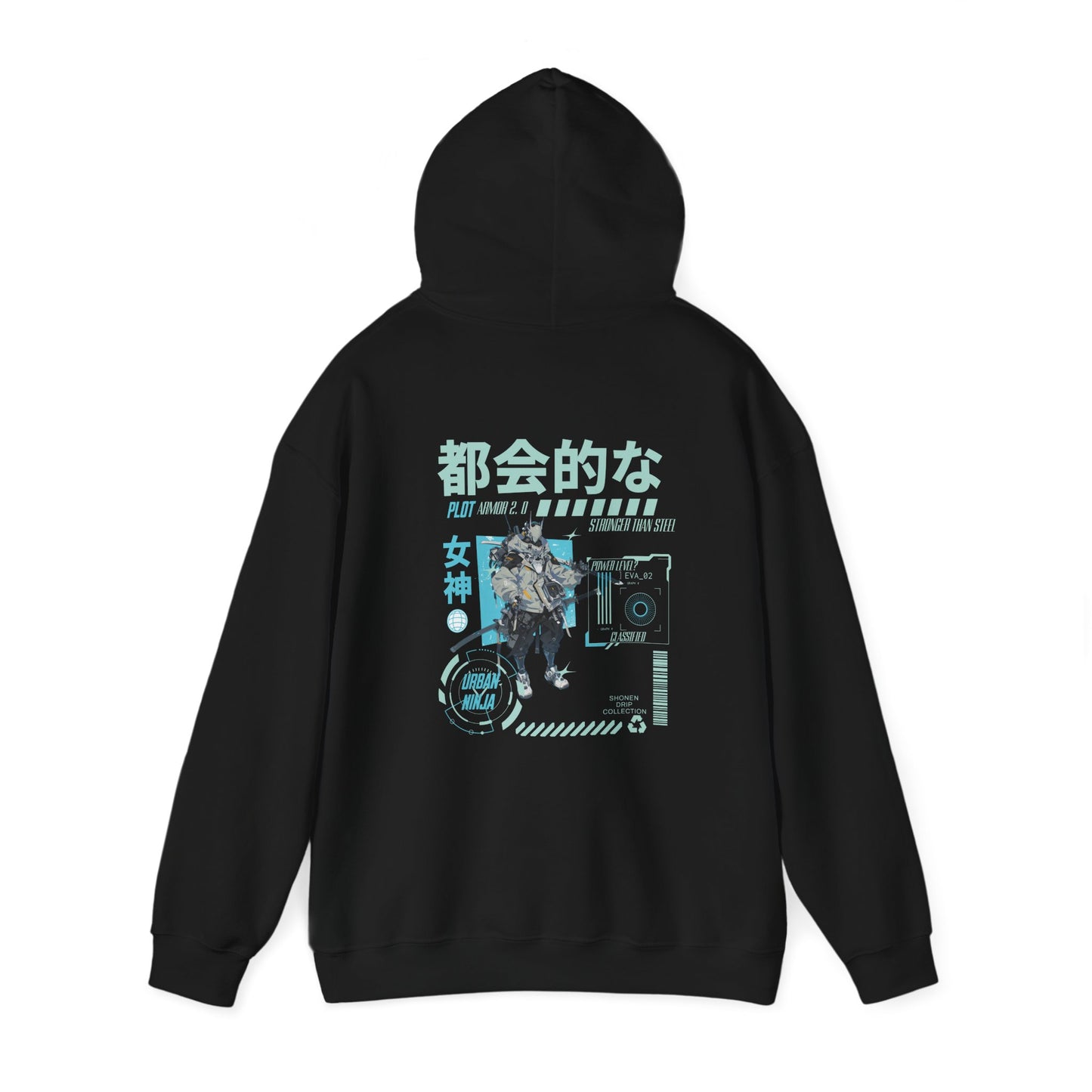 japanese-anime-plot-armor-mens-hoodie-back-closeup-black