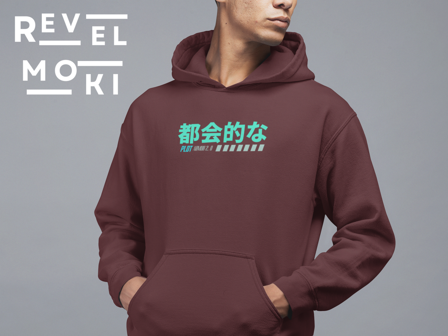 japanese-anime-plot-armor-mens-hoodie-front-maroon