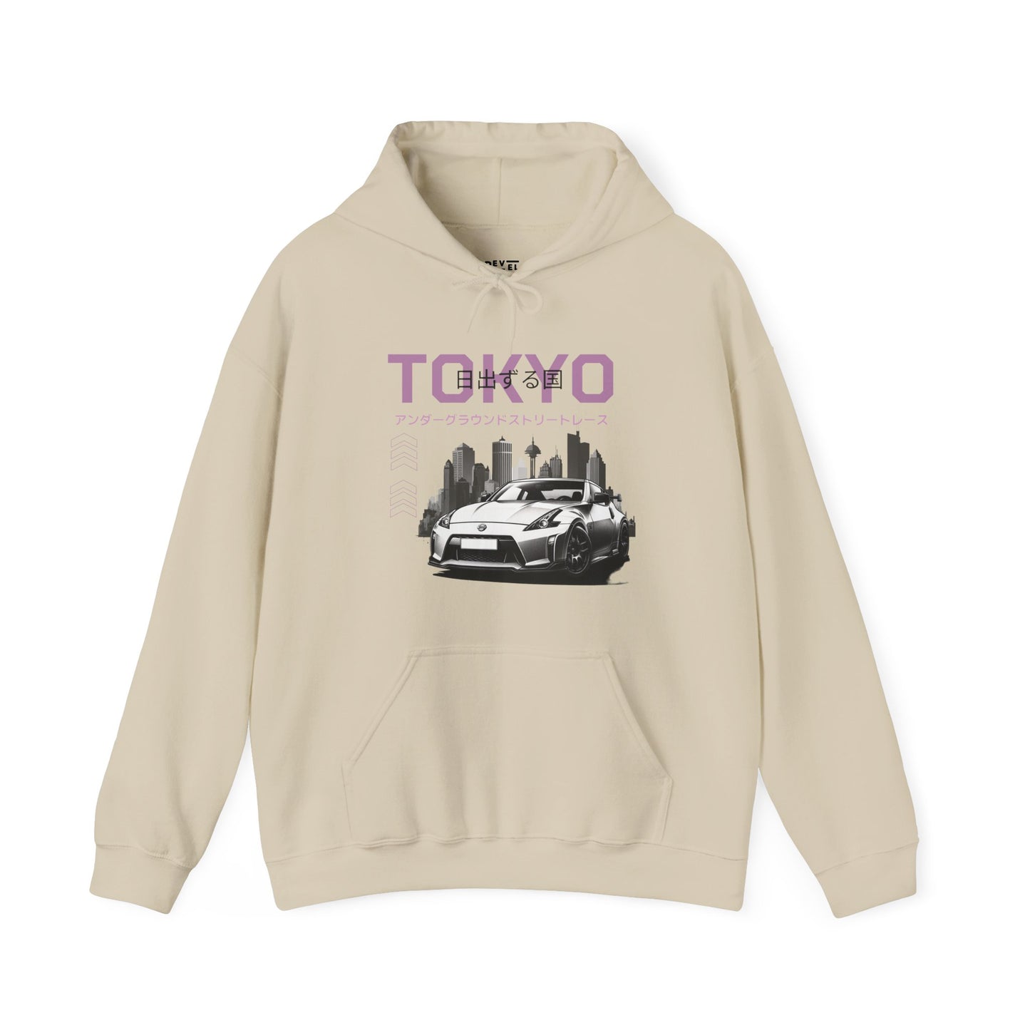 japanese-tokyo-streetcar-graphic-mens-hoodie-closeup-sand