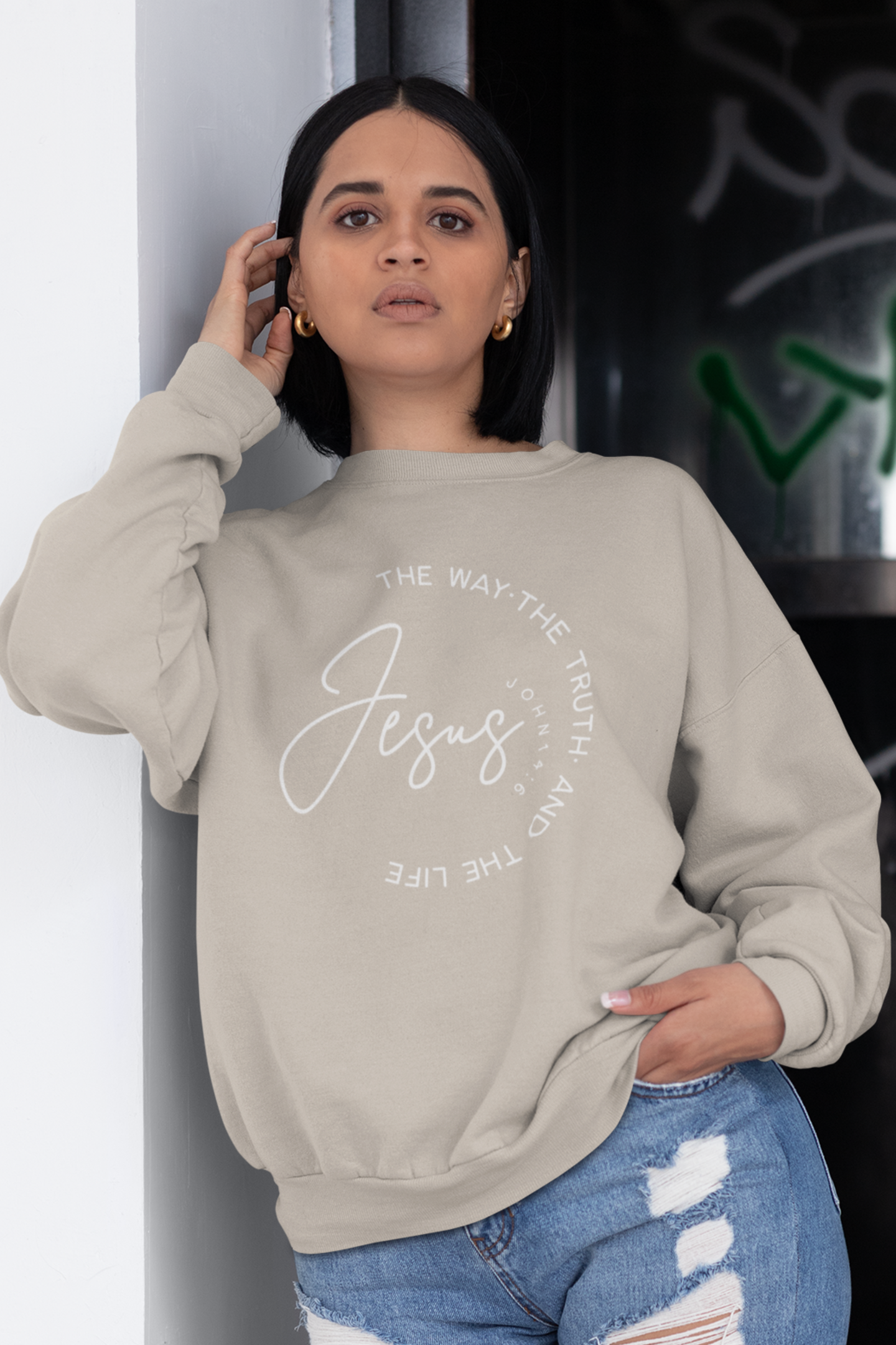 jesus-the-way-the-truth-and-the-life-woman-sweatshirt-sand