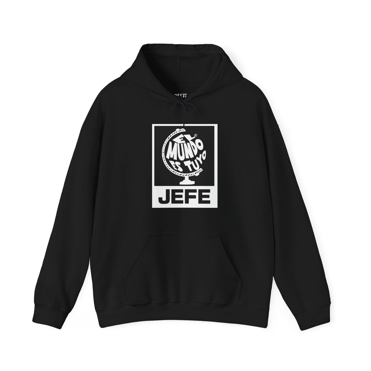latino-mens-hoodie-el-mundo-es-tuyo-the-world-is-yours-spanish-shirt-closup-black