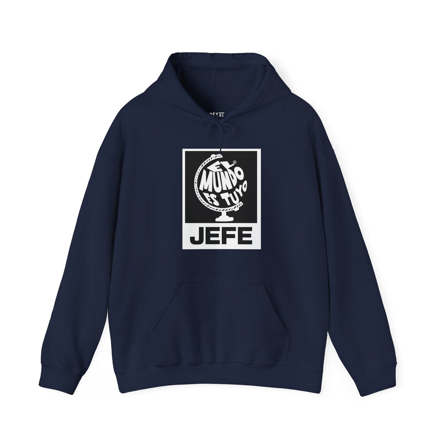 latino-mens-hoodie-el-mundo-es-tuyo-the-world-is-yours-spanish-shirt-closup-navy
