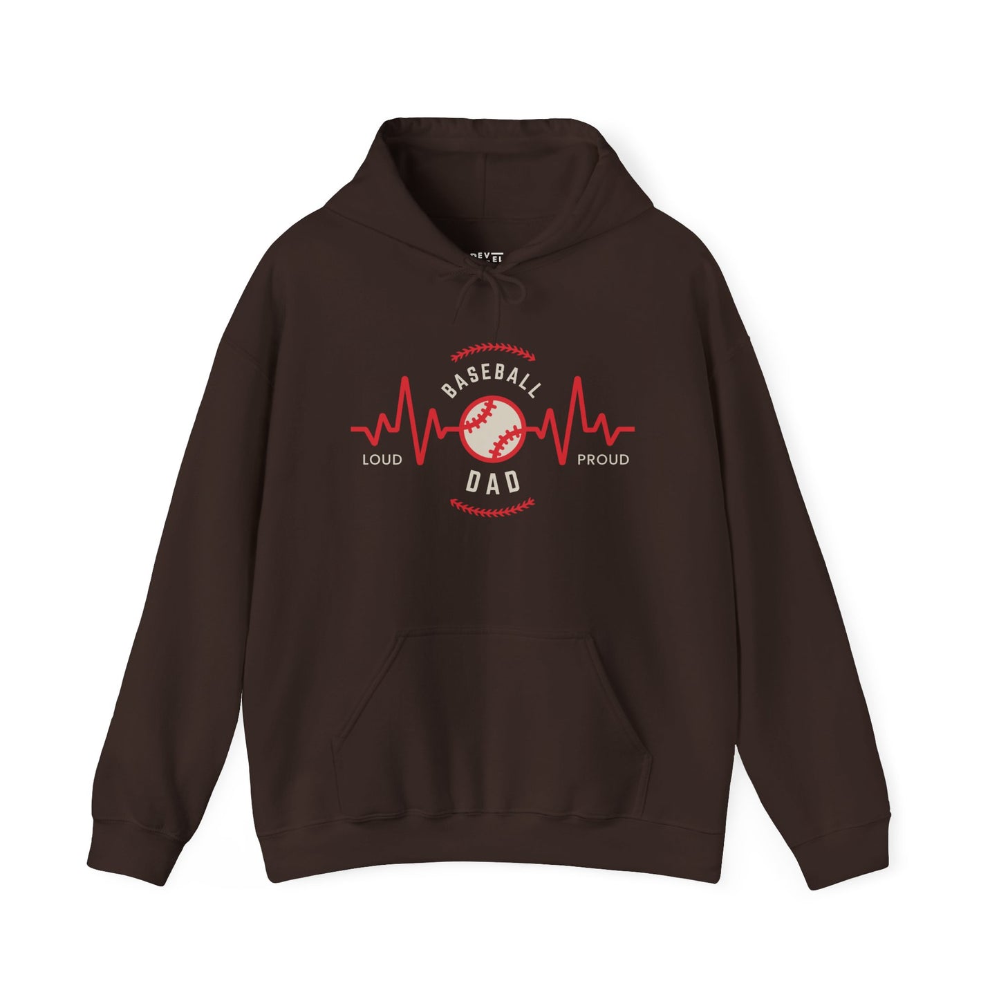 loud-and-proud-baseball-dad-hoodie-closeup-chocolate