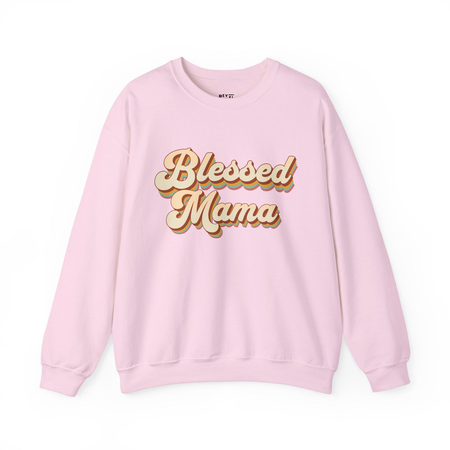 mom-wearing-blessed-mama-sweatshirt-closeup-pink