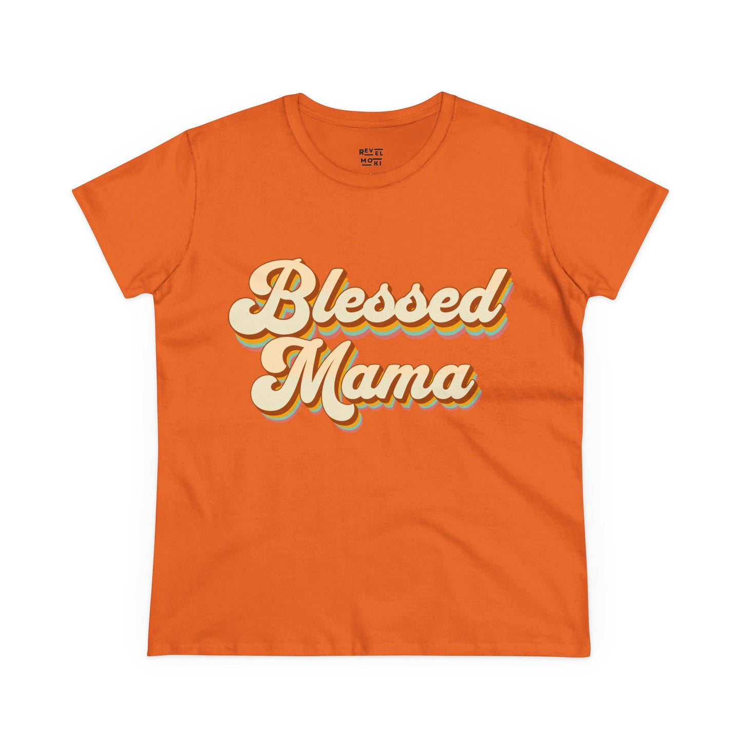 mom-wearing-blessed-mama-tee-closeup-orange
