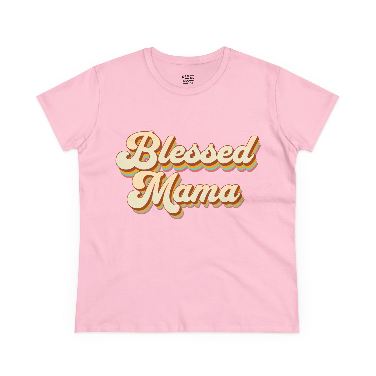 mom-wearing-blessed-mama-tee-closeup-pink