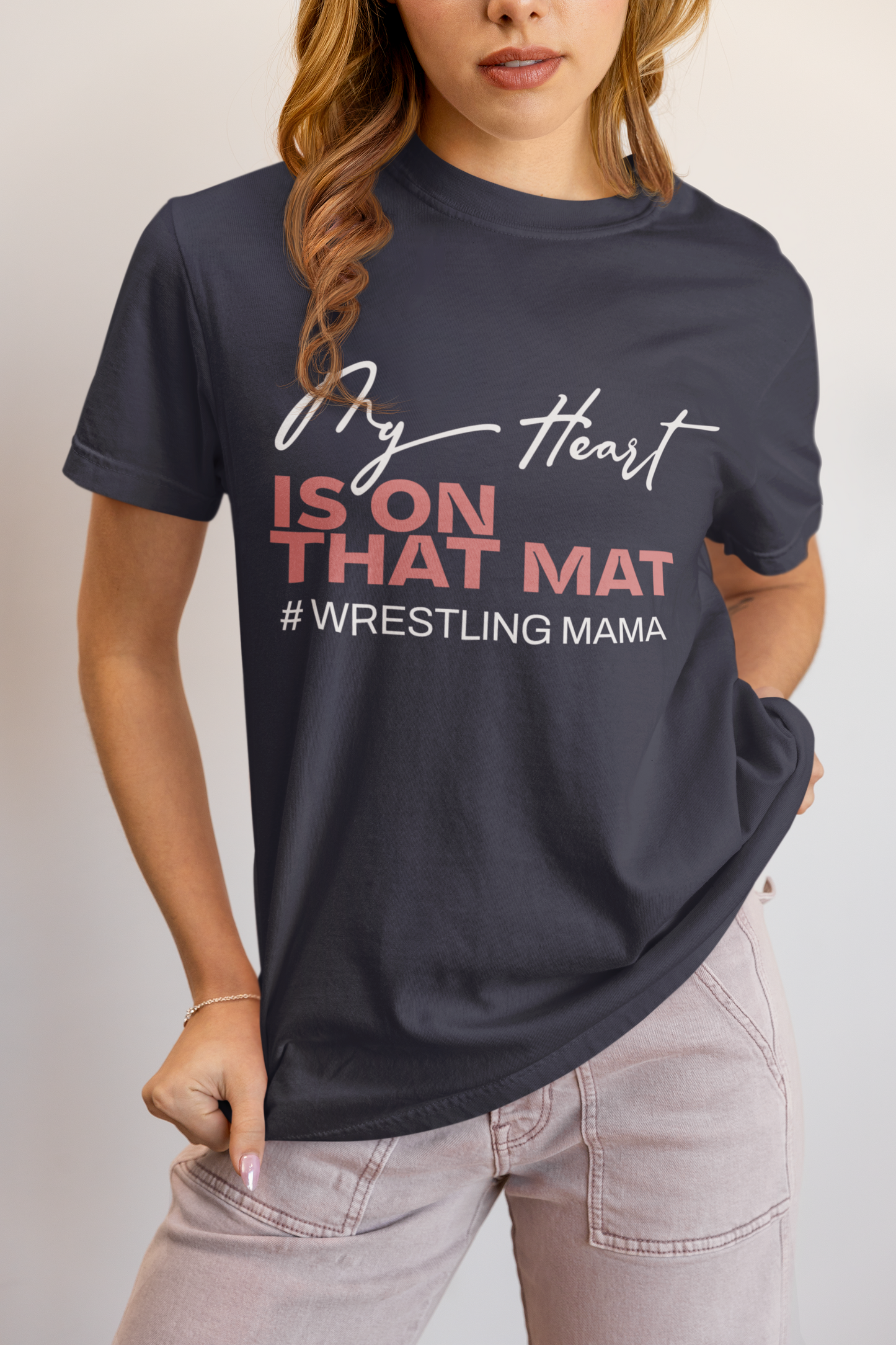 my-heart-is-on-that-mat-wrestling-mom-tee-navy