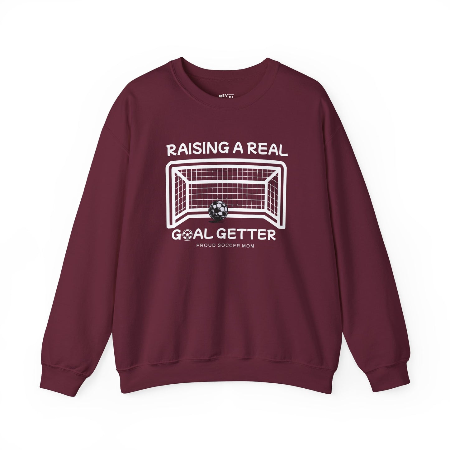 raising-a-real-goalgetter-soccer-mom-sweatshirt-closeup-maroon