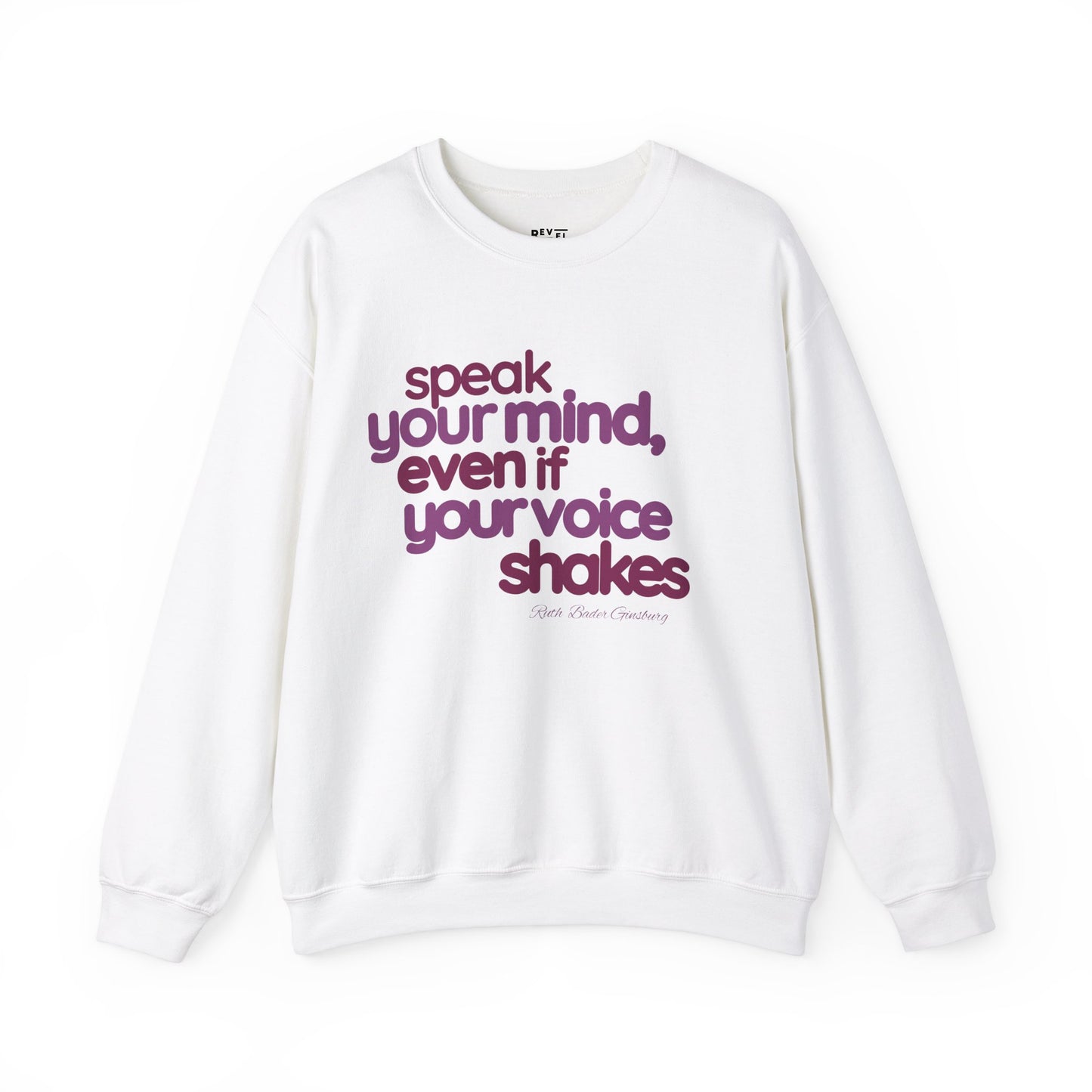 short-haired-woman-pulling-down-her-sweatshirt-wearing-women-empoowerment-shirt-closeup-white