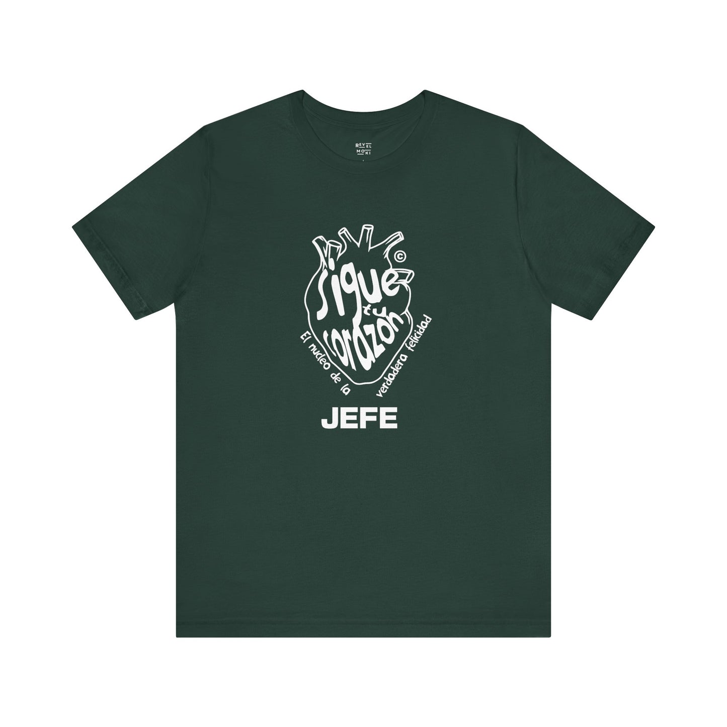 sigue-corazon-latino-mens-tshirt-closeup-forest-green
