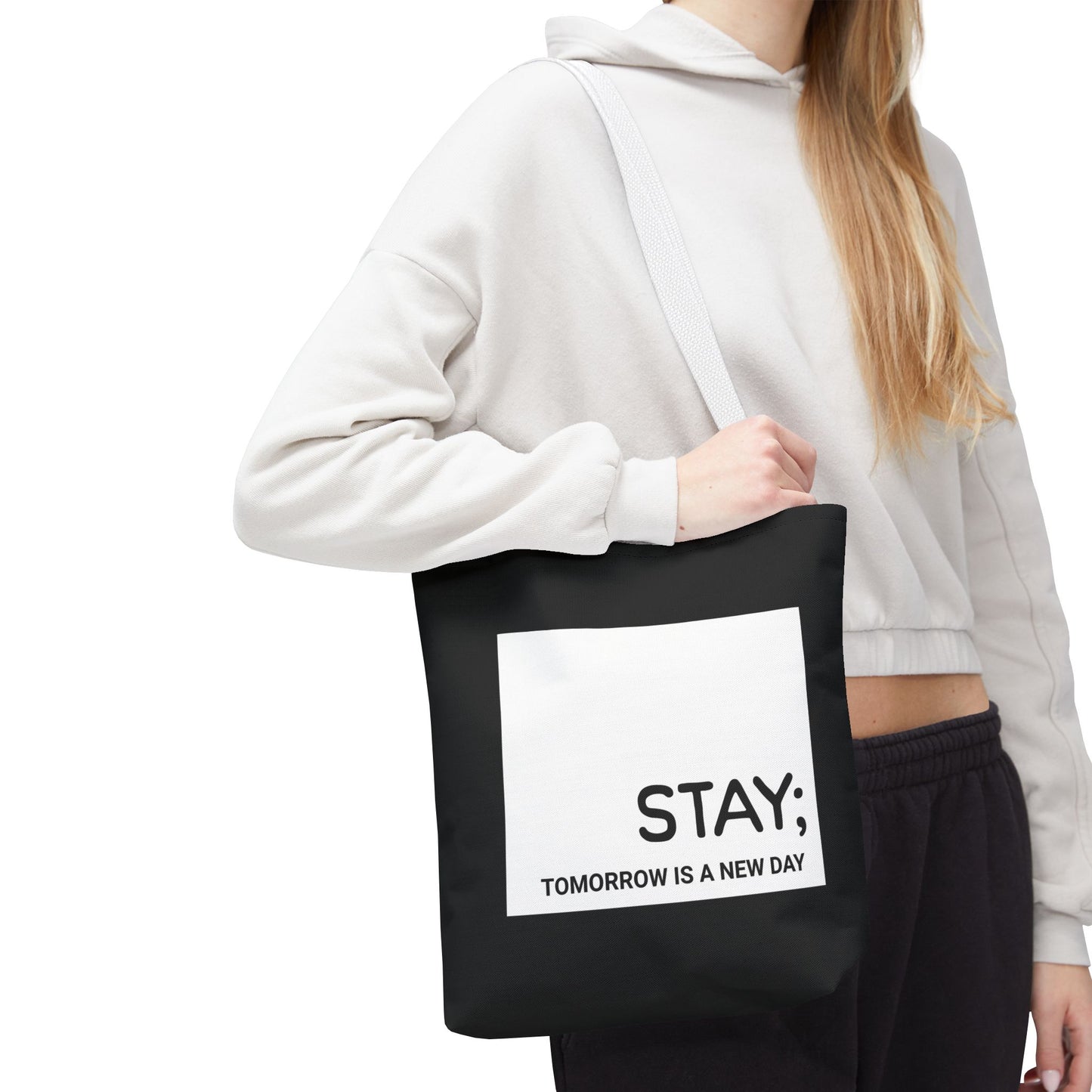 stay-mental-health-tote-bag-small-white-handle-closeup2