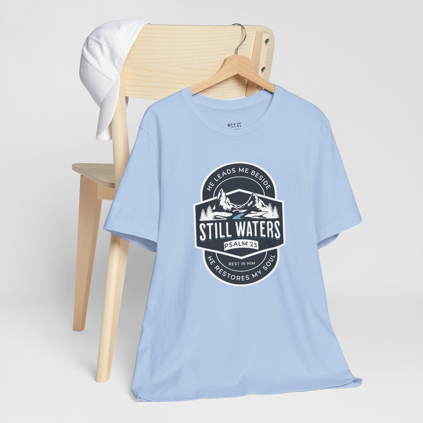still-waters-psalm23-christian-tshirt-closeup-blue