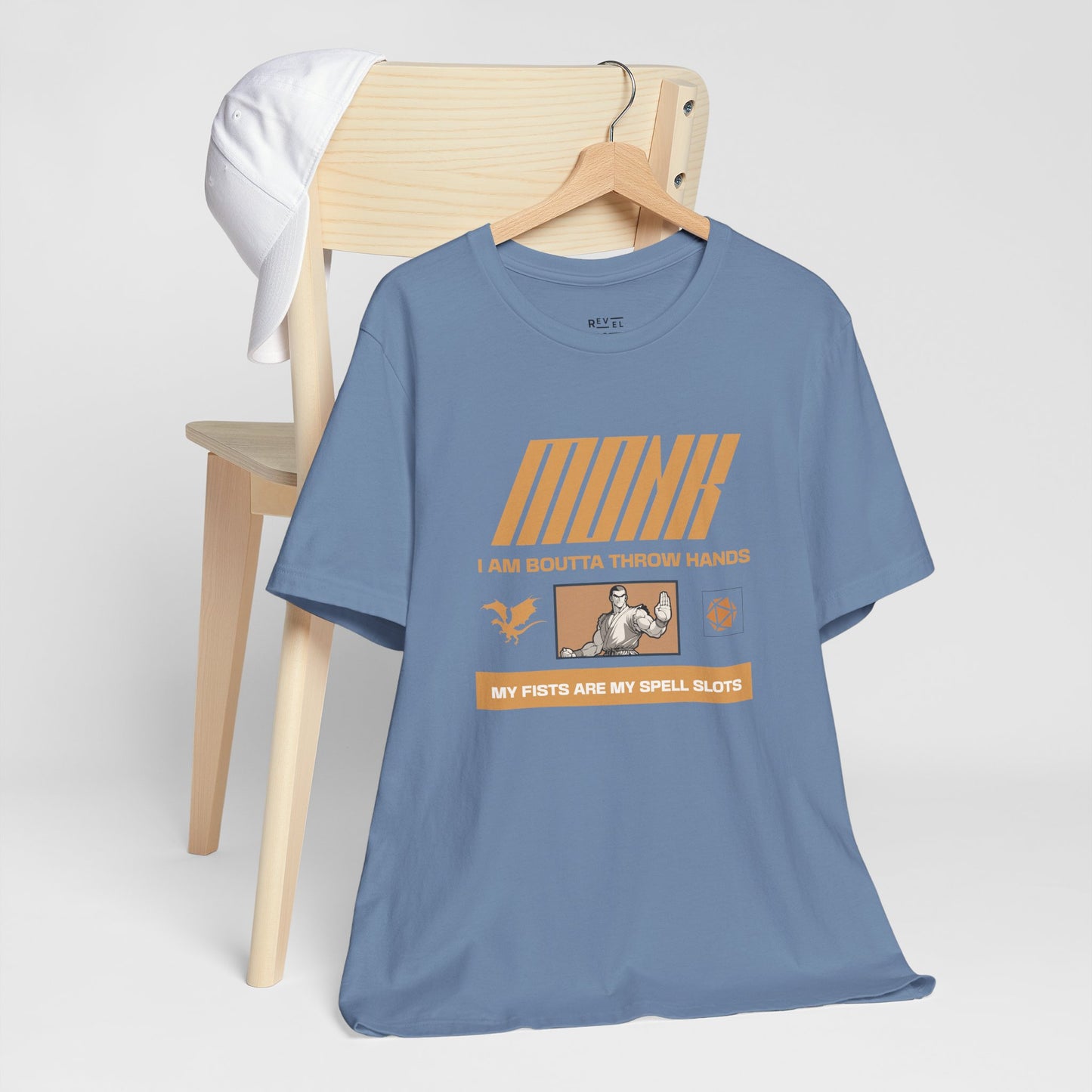 tabletop-roleplaying-game-monk-class-tshirt-closeup-steel-blue