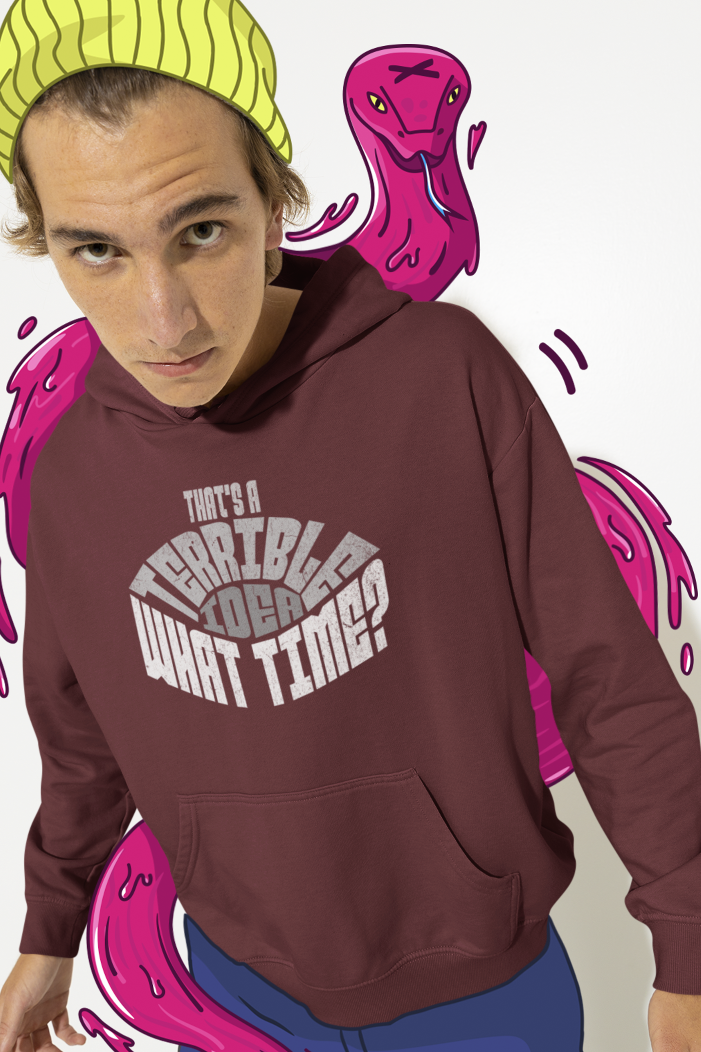 thats-a-terrible-idea-what-time-humorous-funny-hoodie-maroon
