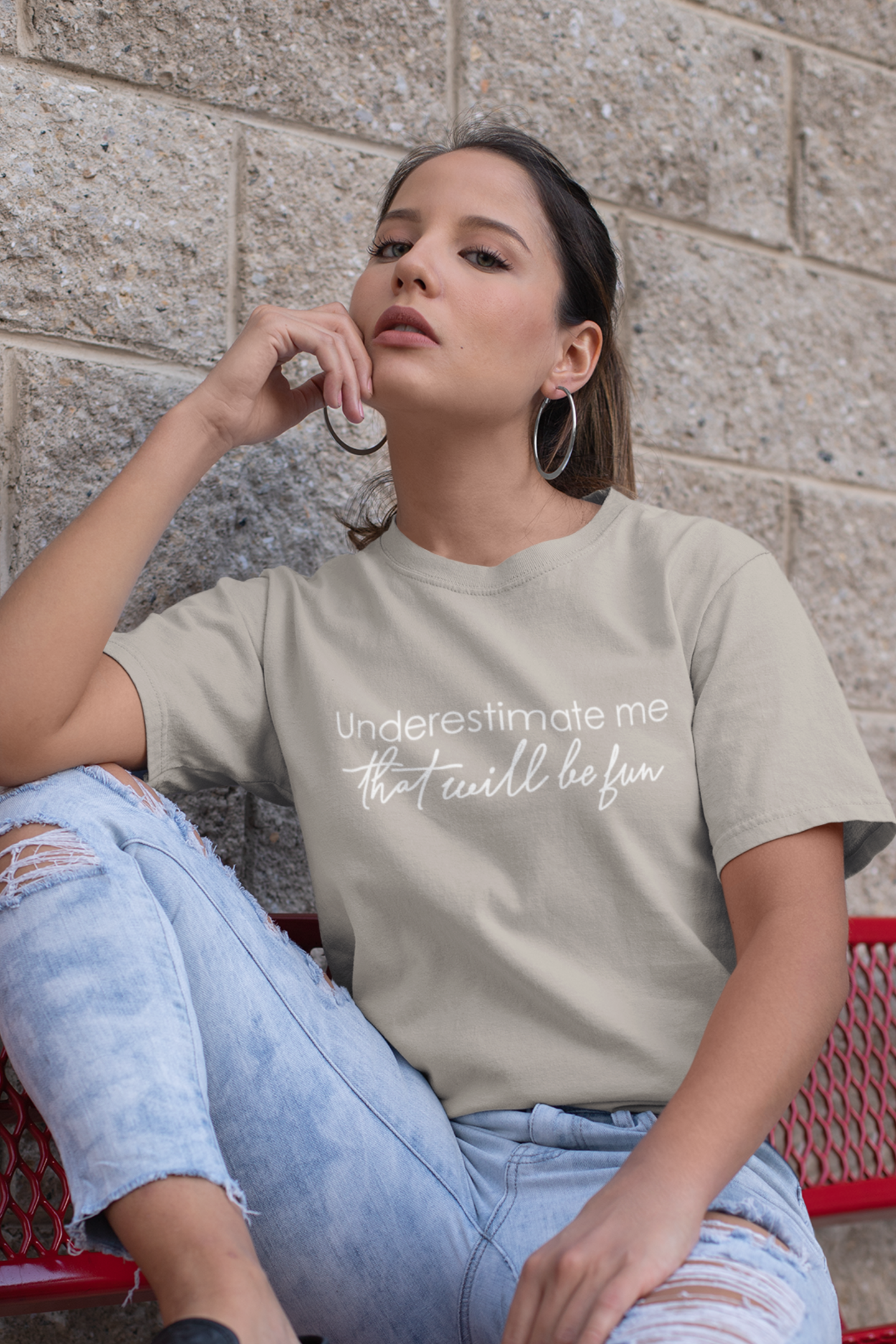 underestimate-me-that-will-be-fun-woman-tshirt-tan