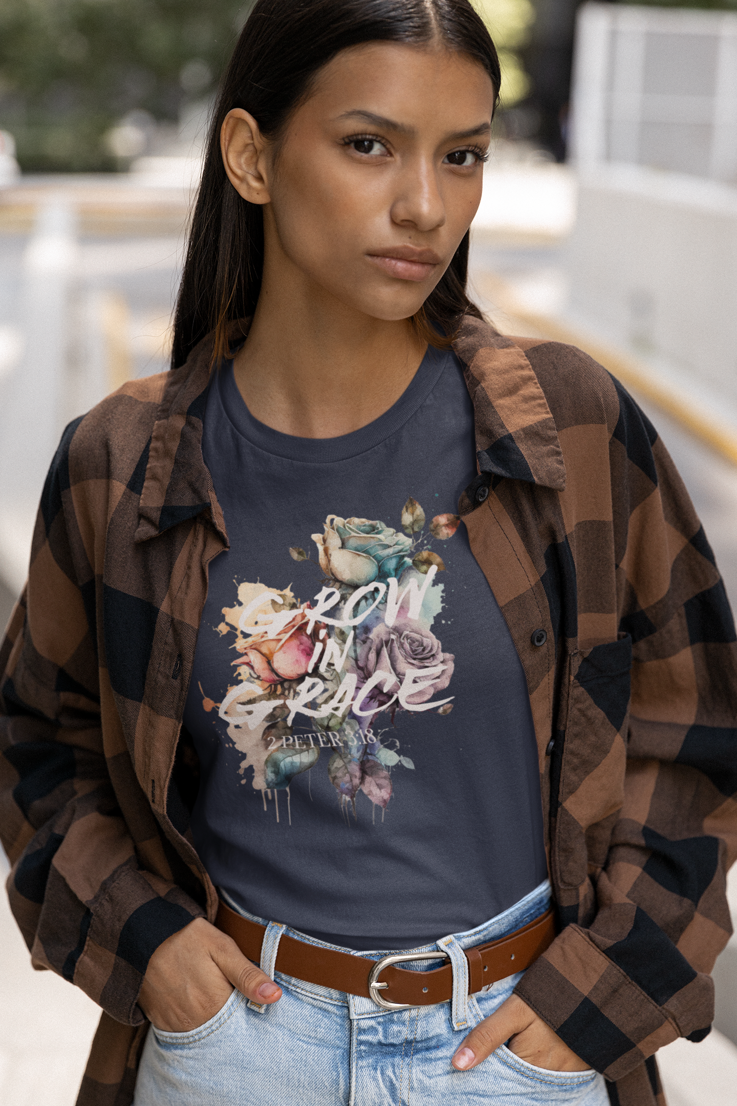 watercolor-floral-christian-woman-tee-navy