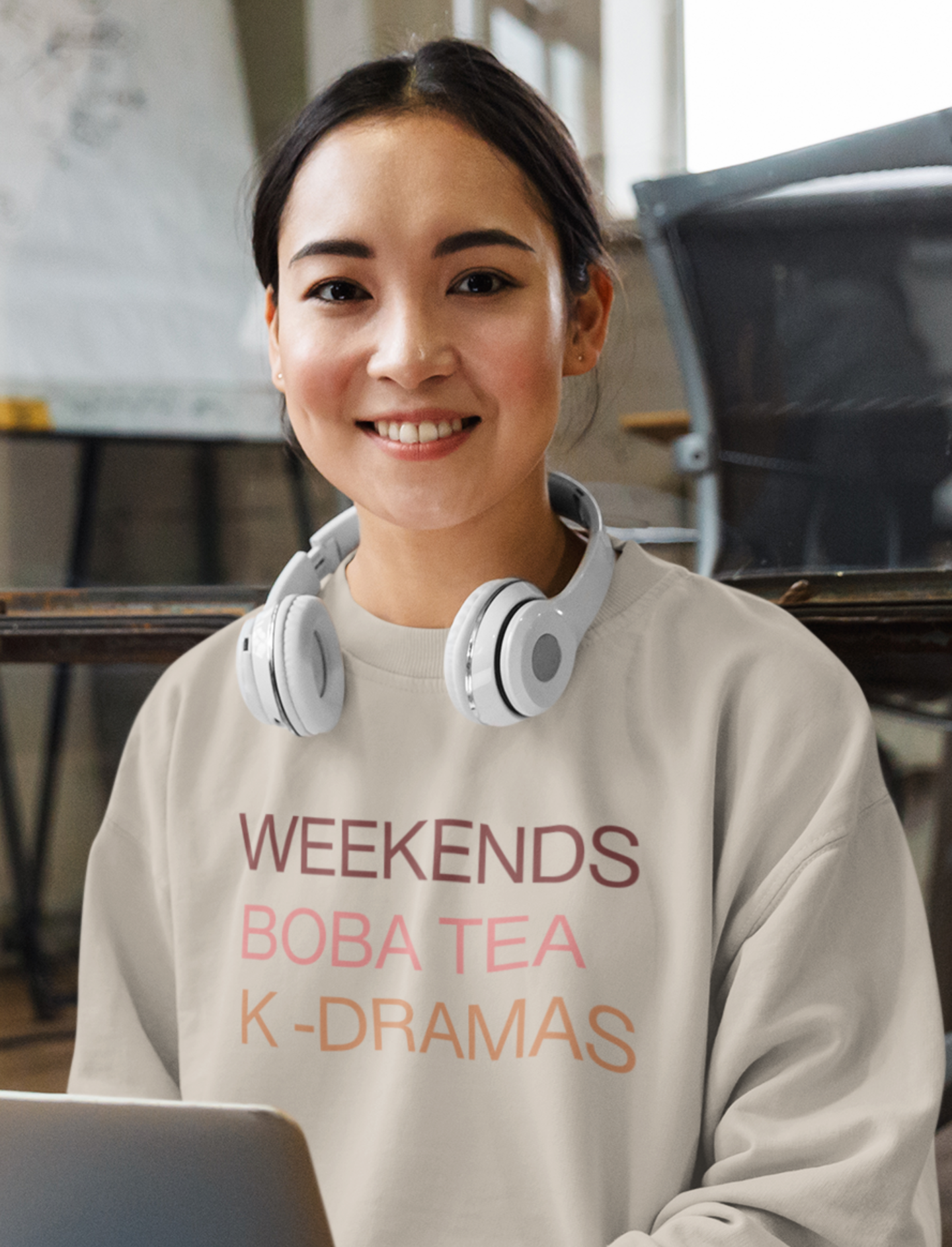 weekends-boba-kdrama-woman-sweatshirt-sand
