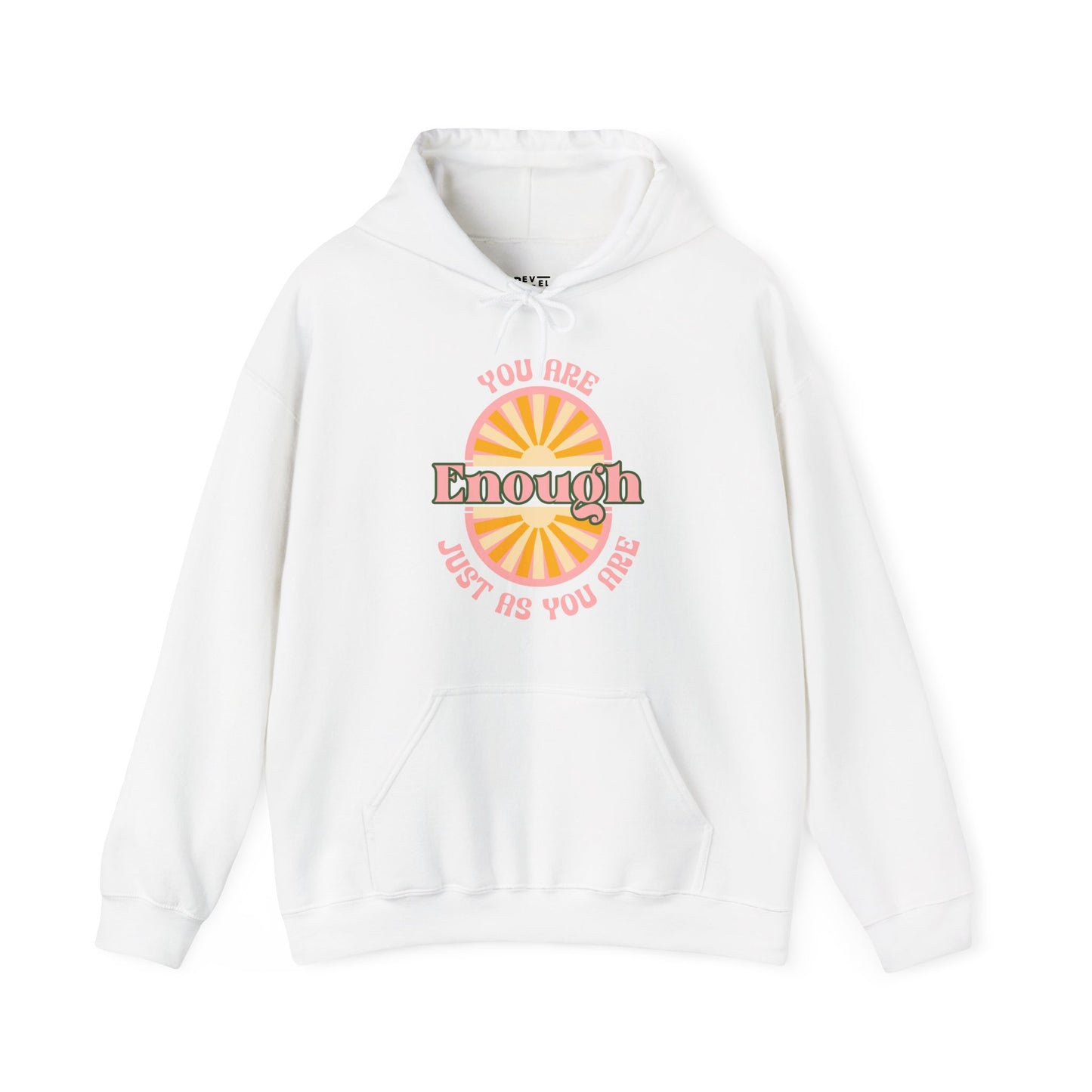 woman-in-beach-you-are-enough-floral-hoodie-closeup-white