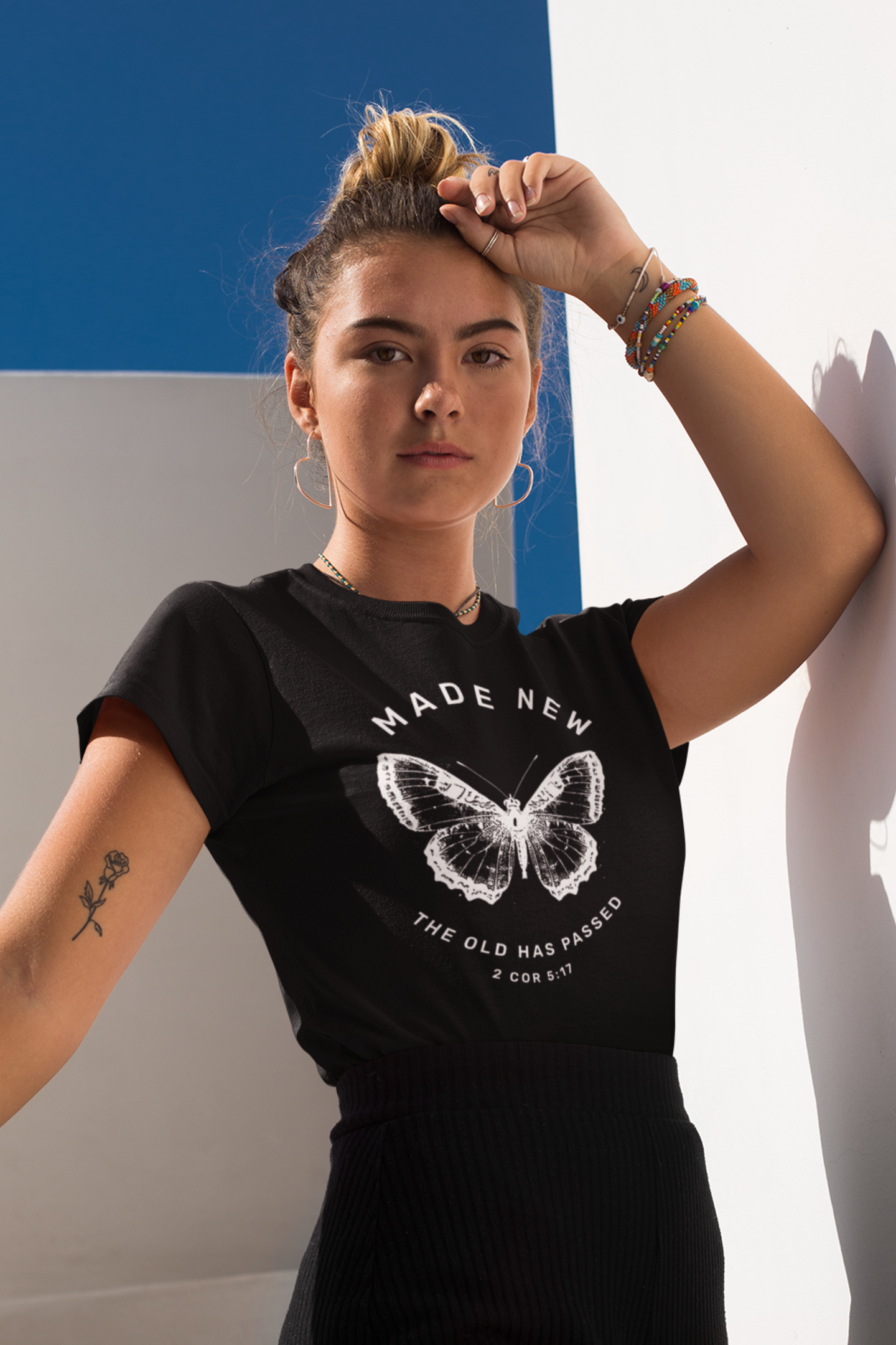 woman-wearing-butterfly-christian-tee-black