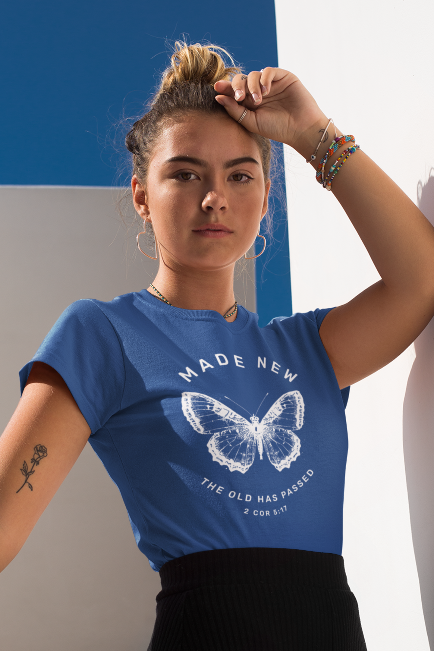 woman-wearing-butterfly-christian-tee-royal
