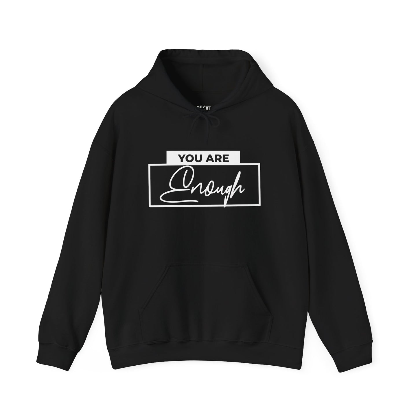 you-are-enough-front-hoodie-closeup-black