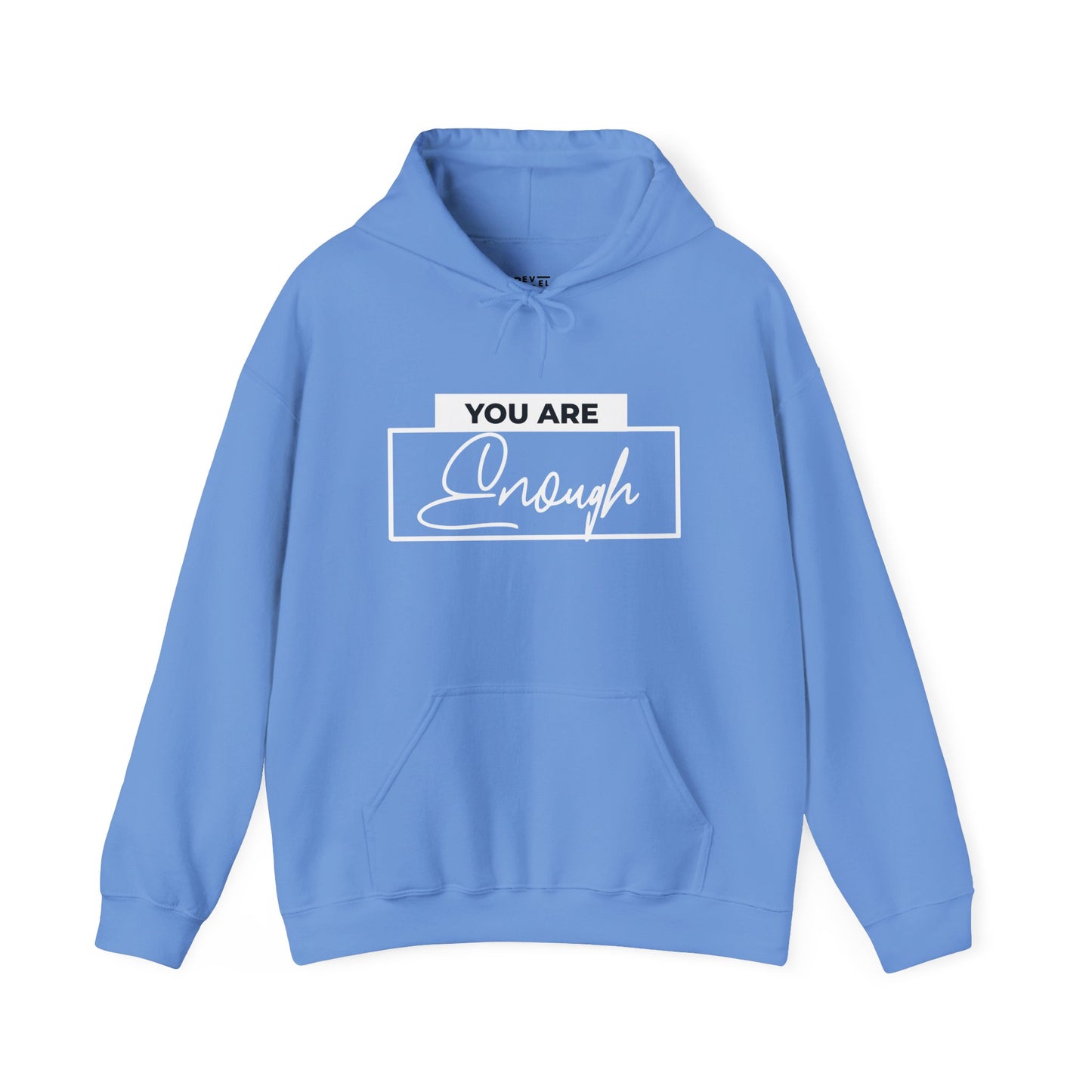 you-are-enough-front-hoodie-closeup-blue