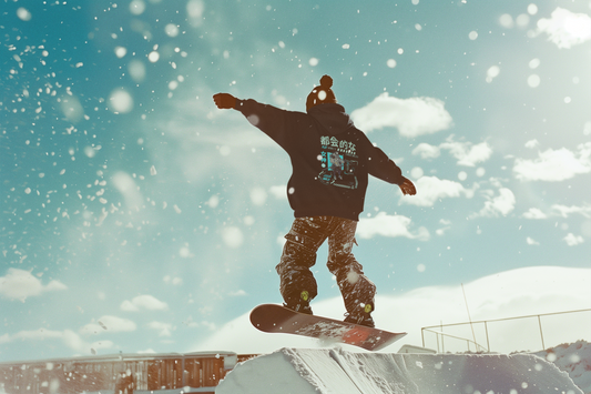 man-wearing-anime-hoodie-while-snowboarding