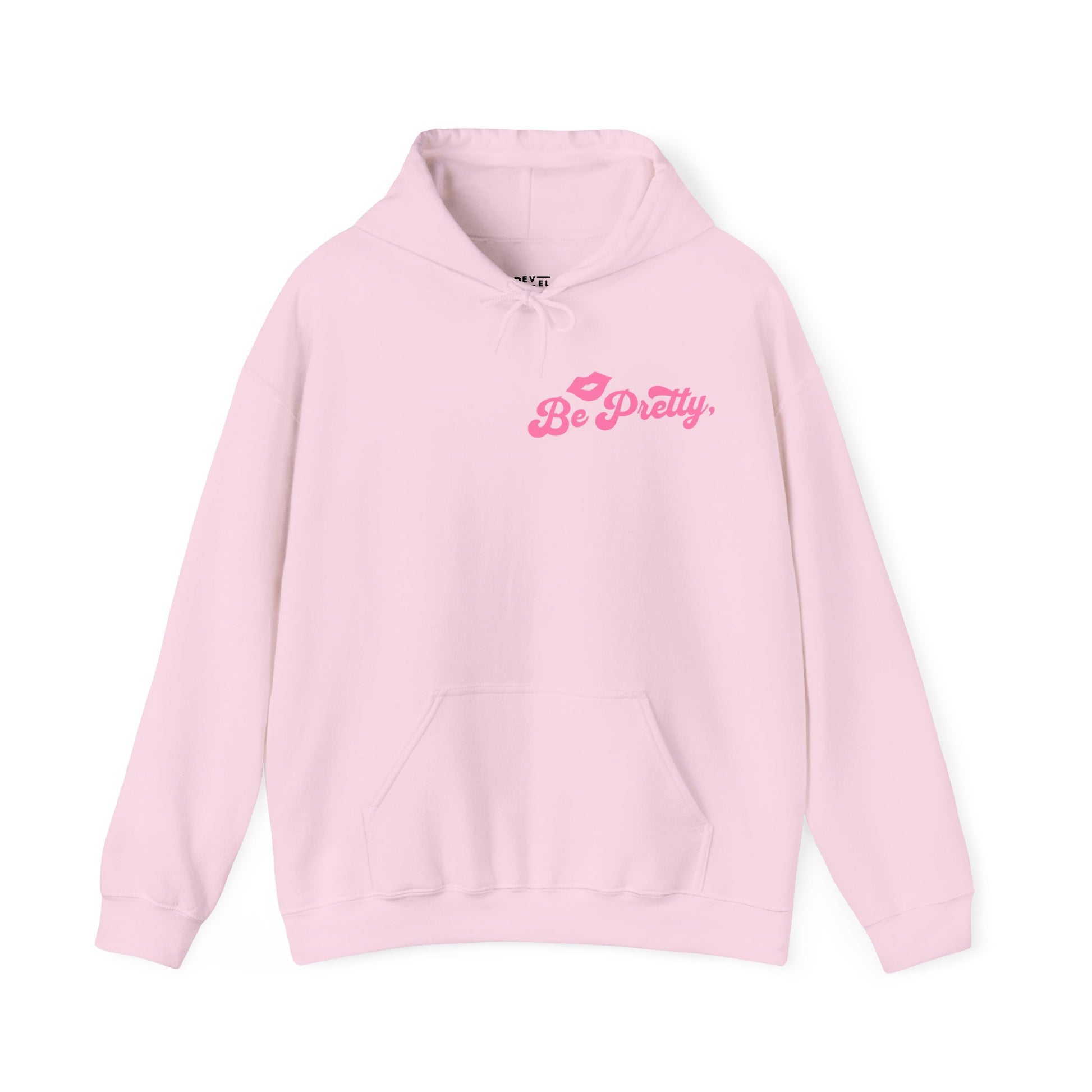 be-pretty-woman-hoodie-front-closeup-pink